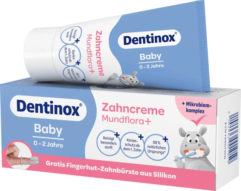 Dentinox Zahnpasta Baby Mundflora+ mit Fingerzahnbürste, 0-2 Jahre