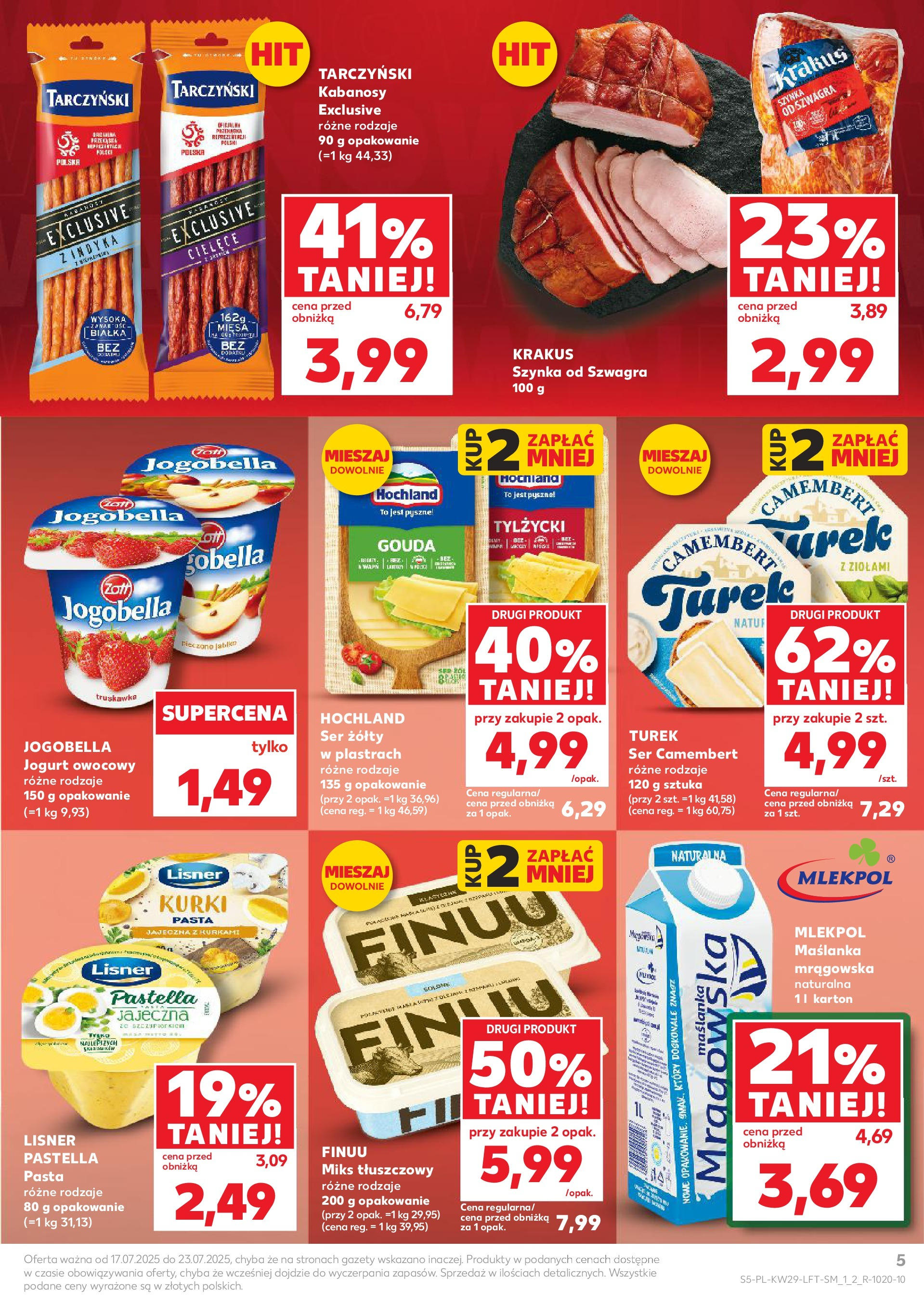 Kaufland gazetka od 17.07.2025 - od jutra PDF | Strona: 5 | Produkty: Ser żółty, Camembert, Ser, Jogurt