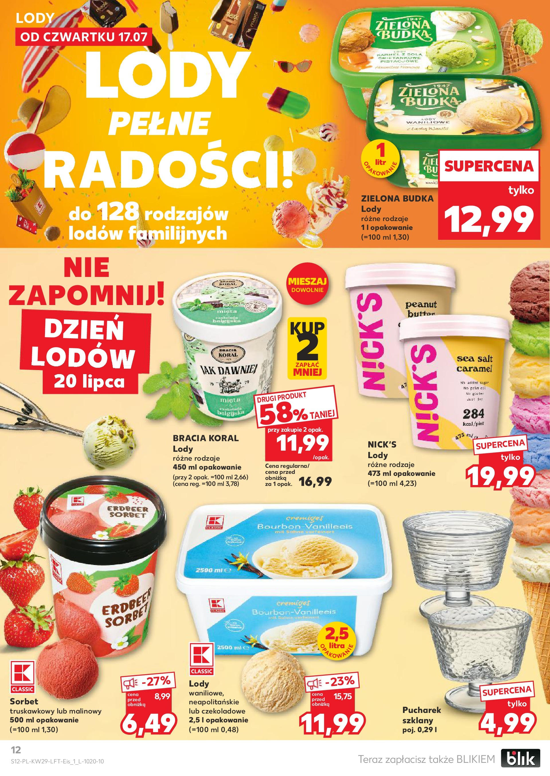 Kaufland gazetka od 17.07.2025 - od jutra PDF | Strona: 12 | Produkty: Bourbon, Sorbet, Lody