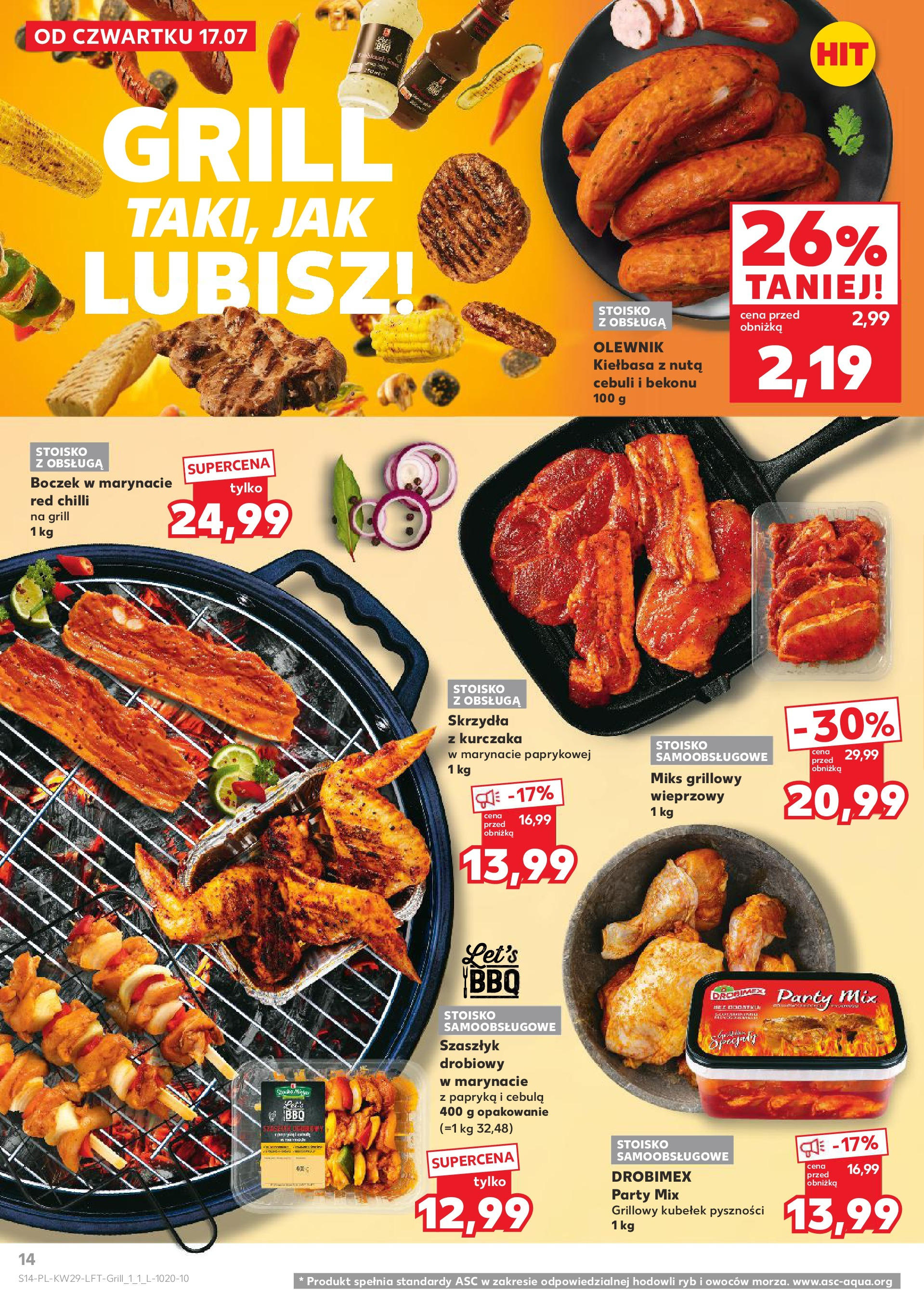 Kaufland gazetka od 17.07.2025 - od jutra PDF | Strona: 14 | Produkty: Kiełbasa, Grill, Papryka, Boczek