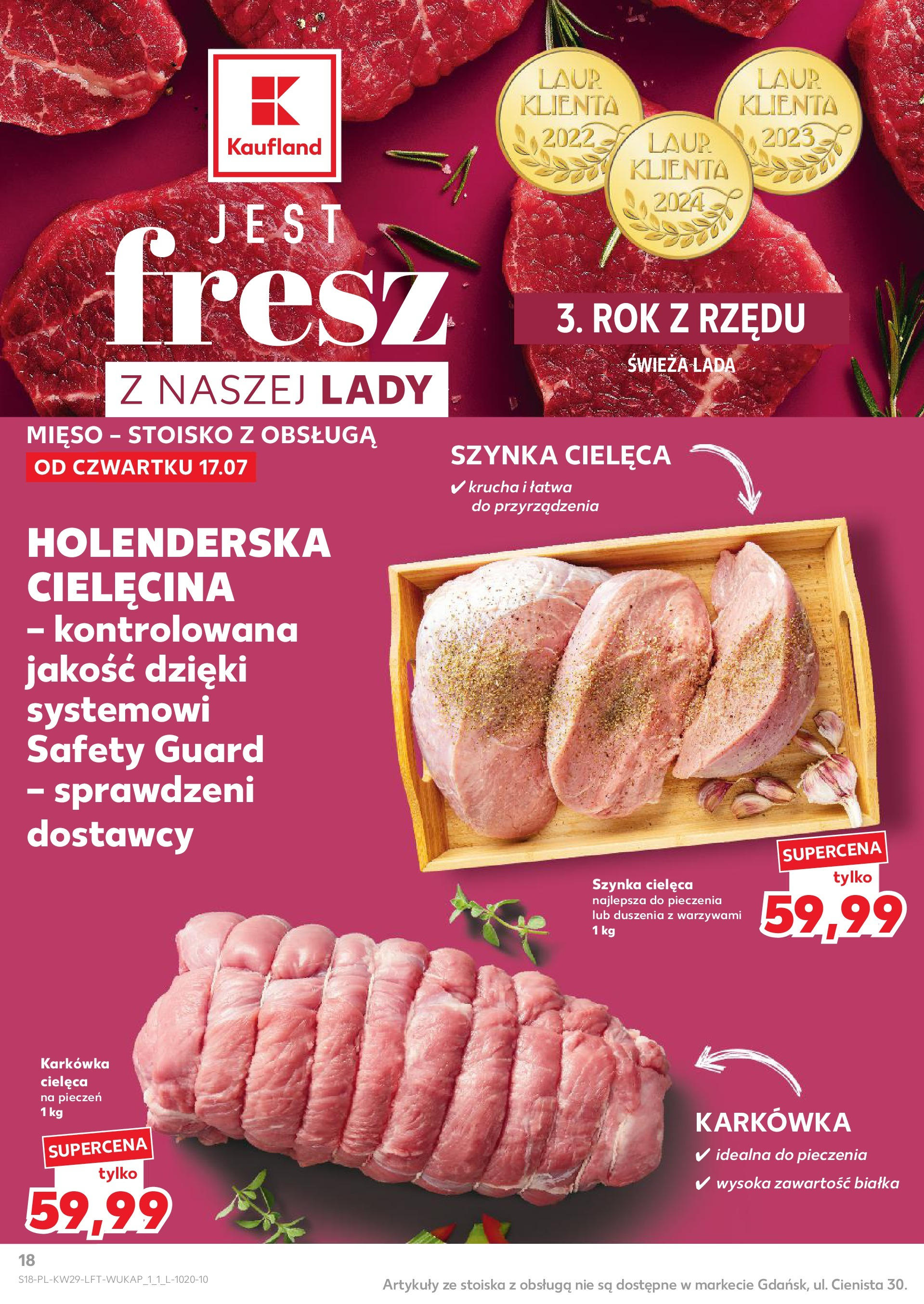 Kaufland gazetka od 17.07.2025 - od jutra PDF | Strona: 18 | Produkty: Karkówka, Mięso, Szynka