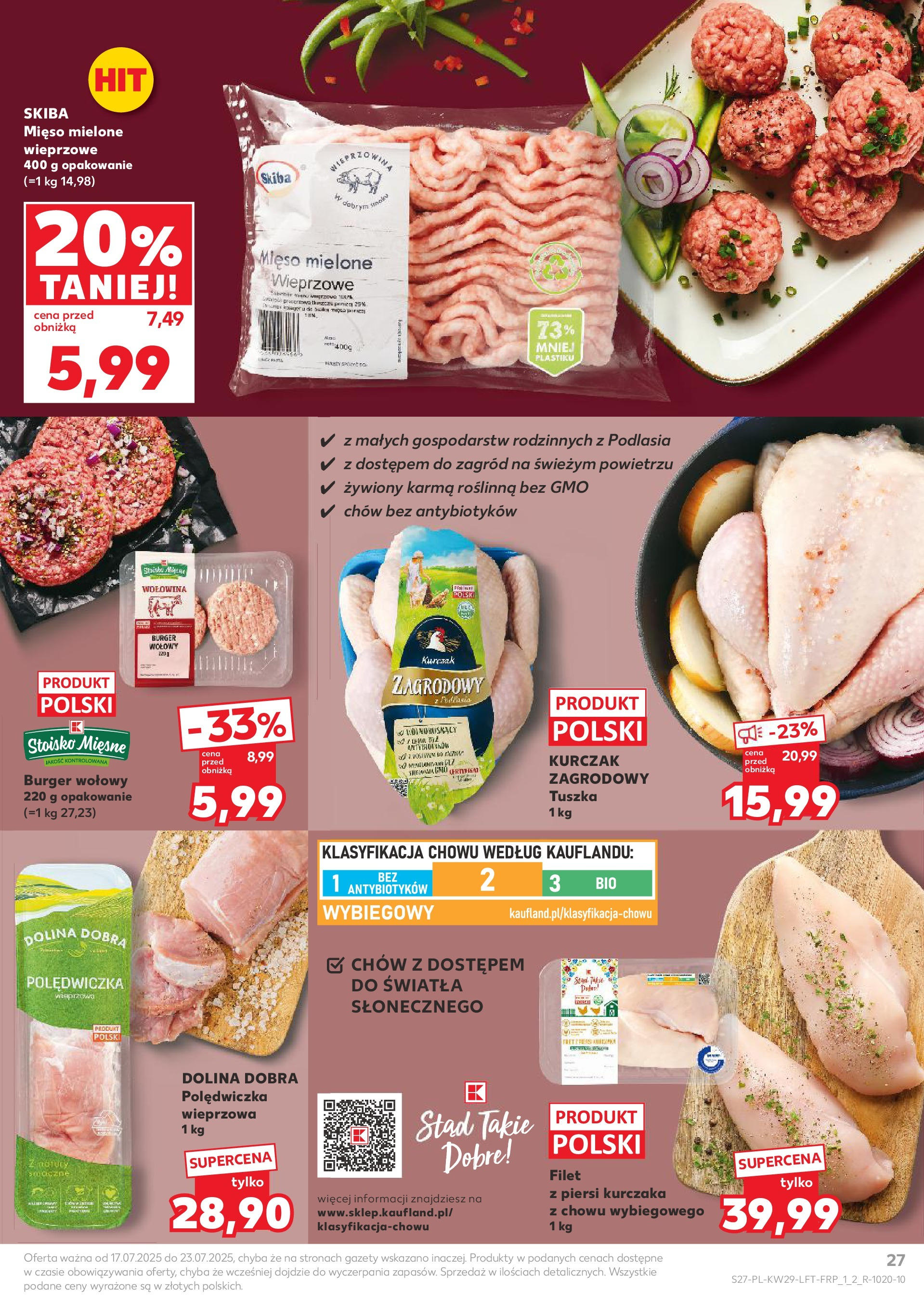 Kaufland gazetka od 17.07.2025 - od jutra PDF | Strona: 27 | Produkty: Piersi, Polędwiczka wieprzowa, Mięso mielone, Wołowina