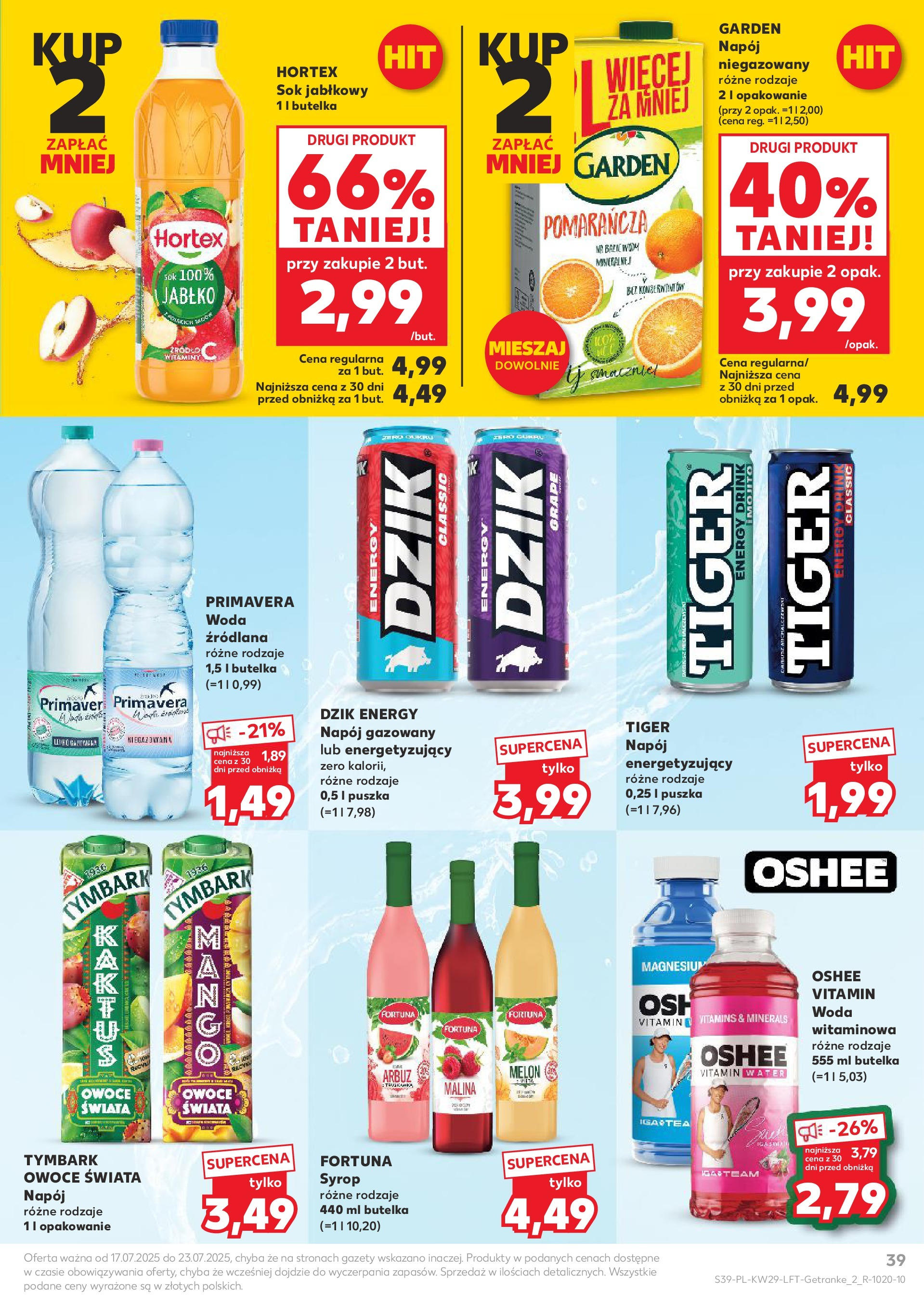 Kaufland gazetka od 17.07.2025 - od jutra PDF | Strona: 39 | Produkty: Syrop, Melon, Sok jabłkowy, Sok
