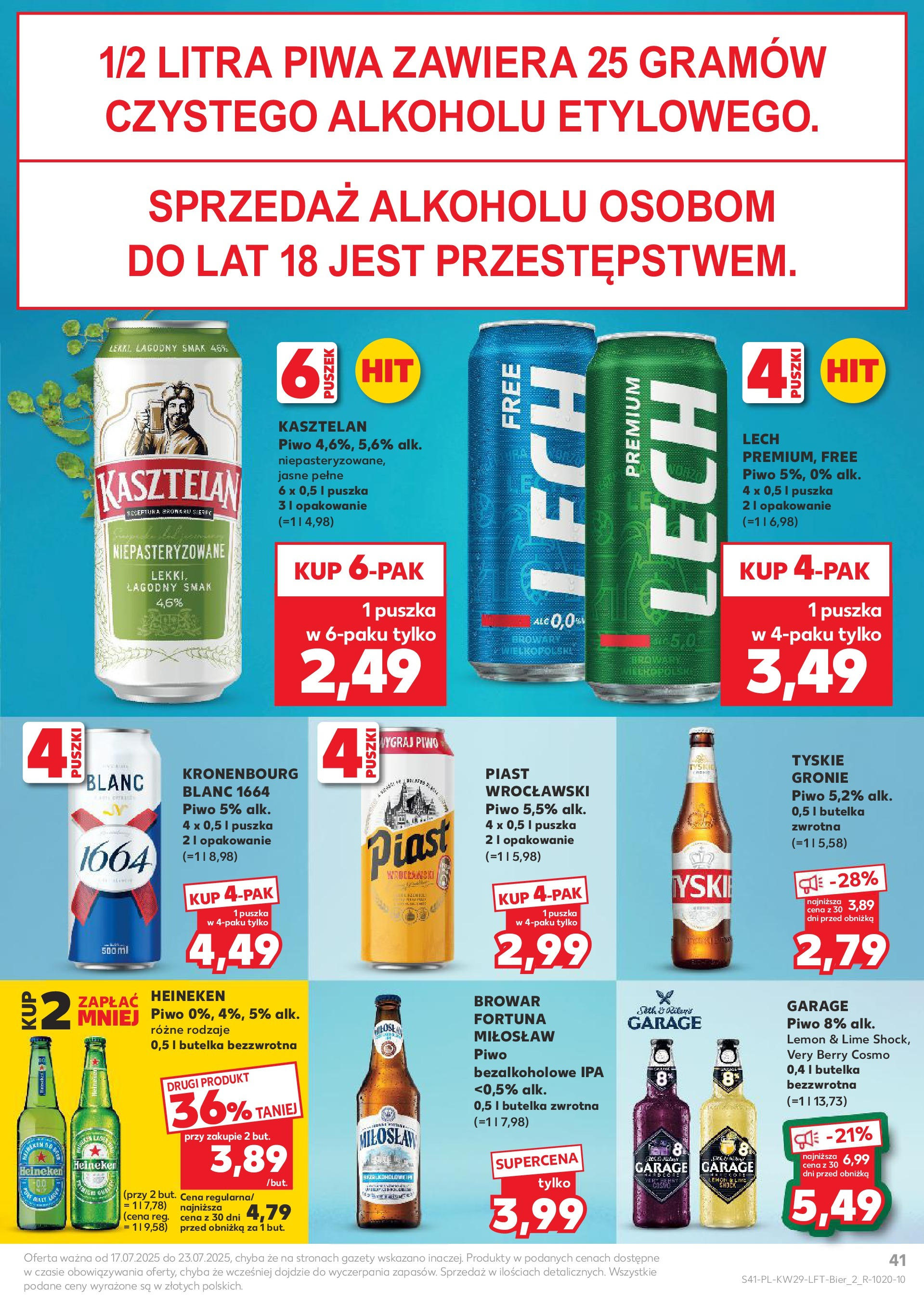 Kaufland gazetka od 17.07.2025 - od jutra PDF | Strona: 41 | Produkty: Tyskie, Piwo, Heineken