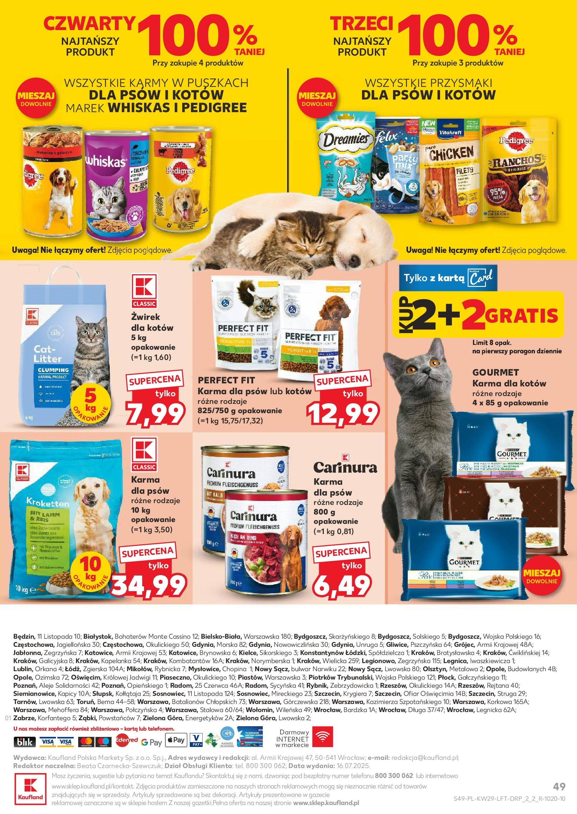 Kaufland gazetka od 17.07.2025 - od jutra PDF | Strona: 49 | Produkty: Karta, Pedigree, Karma dla kotów, Karma dla psów