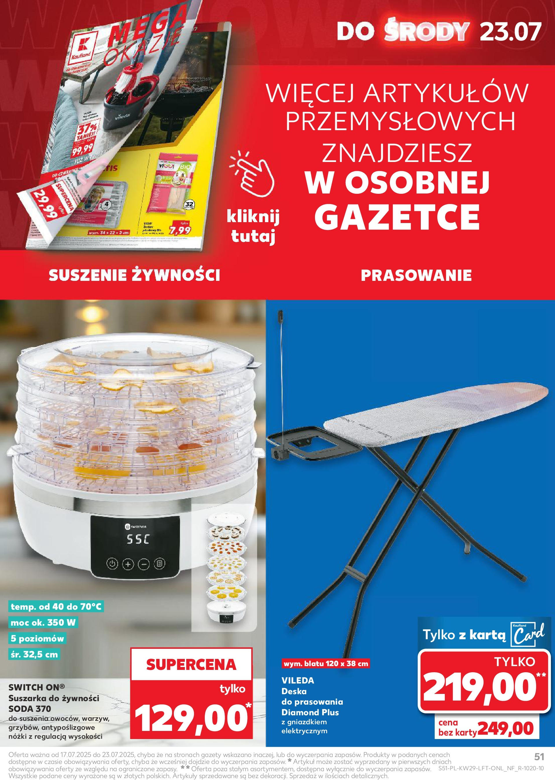 Kaufland gazetka od 17.07.2025 - od jutra PDF | Strona: 51 | Produkty: Karta, Suszarka, Vileda