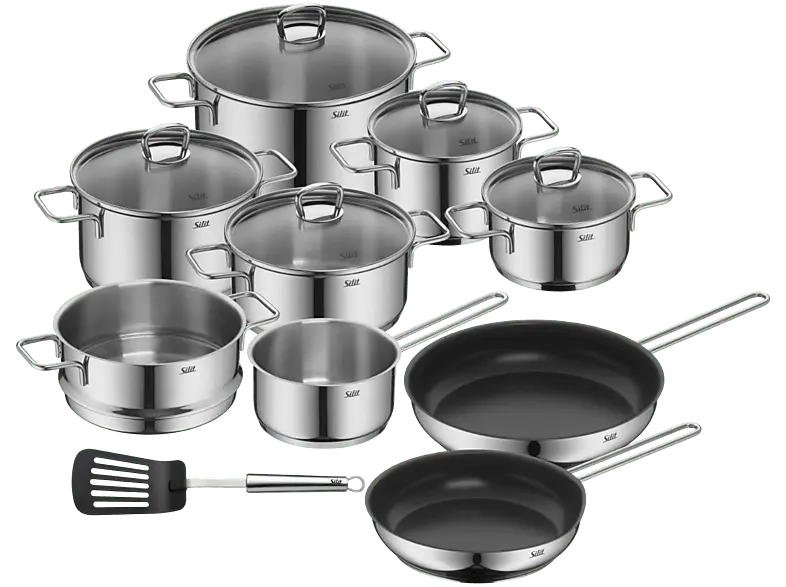 Silit Alicante Kochgeschirr-Set, 10-teilig (für alle Herdarten, Silber, Edelstahl Rostfrei 18/10)