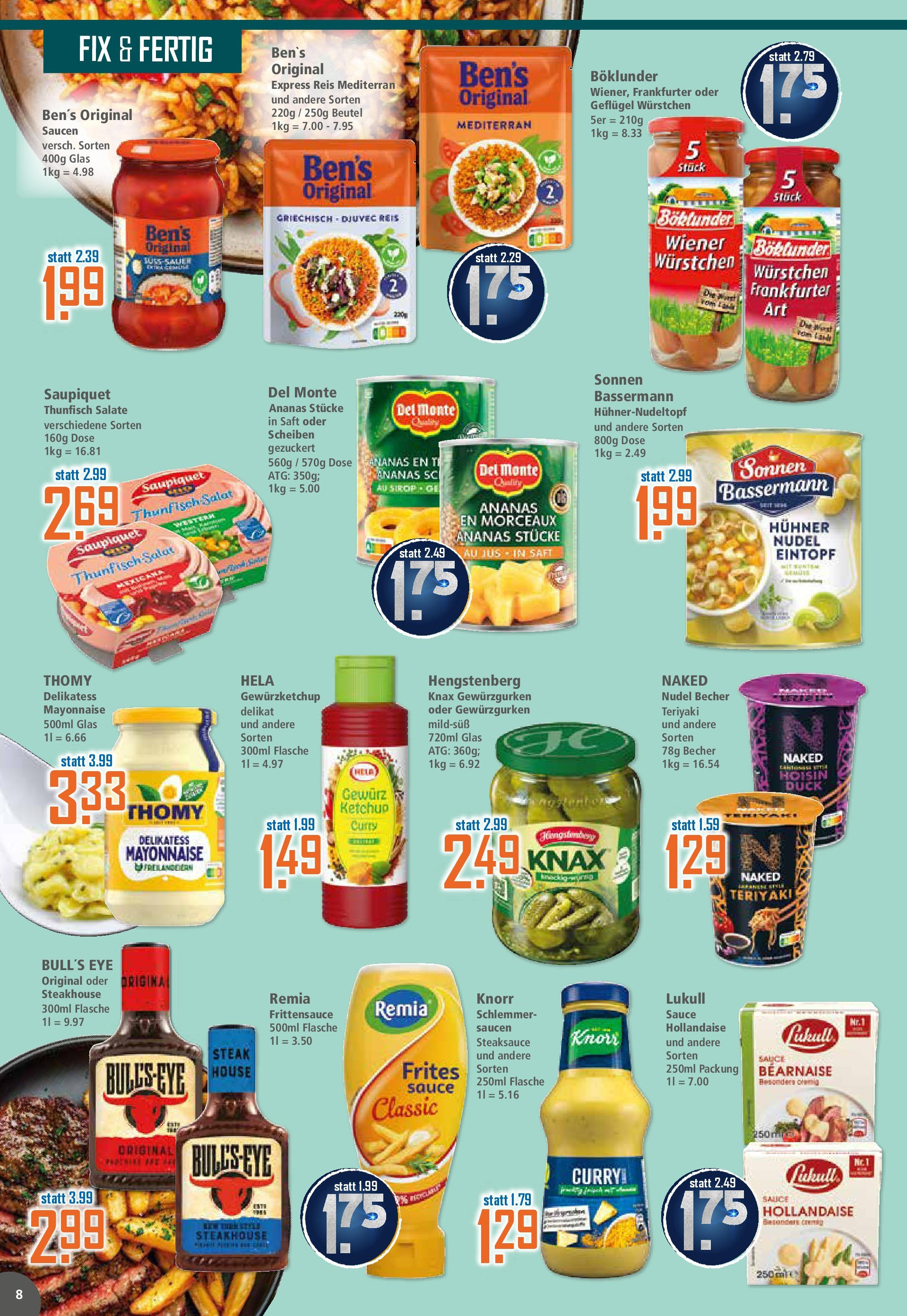Klaas & Kock Prospekt (ab 28.07.2025) zum Blättern | Seite: 8 | Produkte: Knorr, Wurst, Saft, Salat Klaas & Kock Prospekt (ab 28.07.2025) zum Blättern | Seite: 8 | Produkte: Knorr, Wurst, Saft, Salat