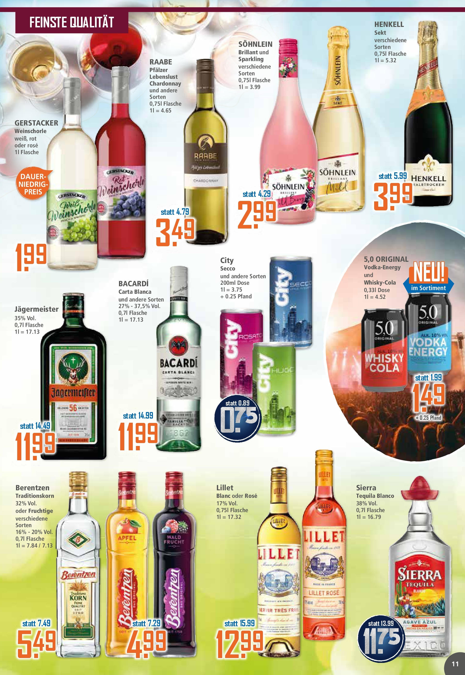 Klaas & Kock Prospekt (ab 28.07.2025) zum Blättern | Seite: 11 | Produkte: Bacardi, Whisky, Sekt, Jägermeister Klaas & Kock Prospekt (ab 28.07.2025) zum Blättern | Seite: 11 | Produkte: Bacardi, Whisky, Sekt, Jägermeister