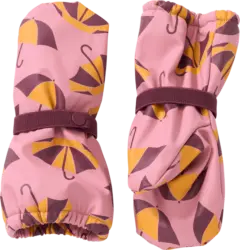 PUSBLU Regenhandschuhe mit Futter & Schirm-Muster, rosa, Gr. 3