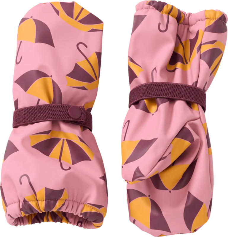 PUSBLU Regenhandschuhe mit Futter & Schirm-Muster, rosa, Gr. 2