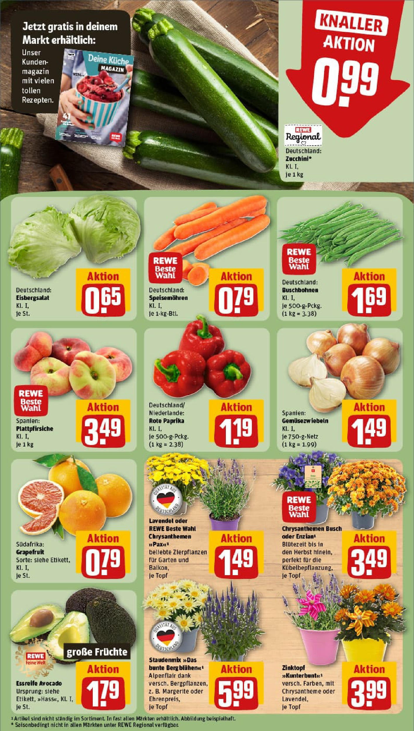 REWE Prospekt ab 20.07.2025 zum Blättern » Angebote | Seite: 7 | Produkte: Küche, Avocado, Zucchini, Lavendel