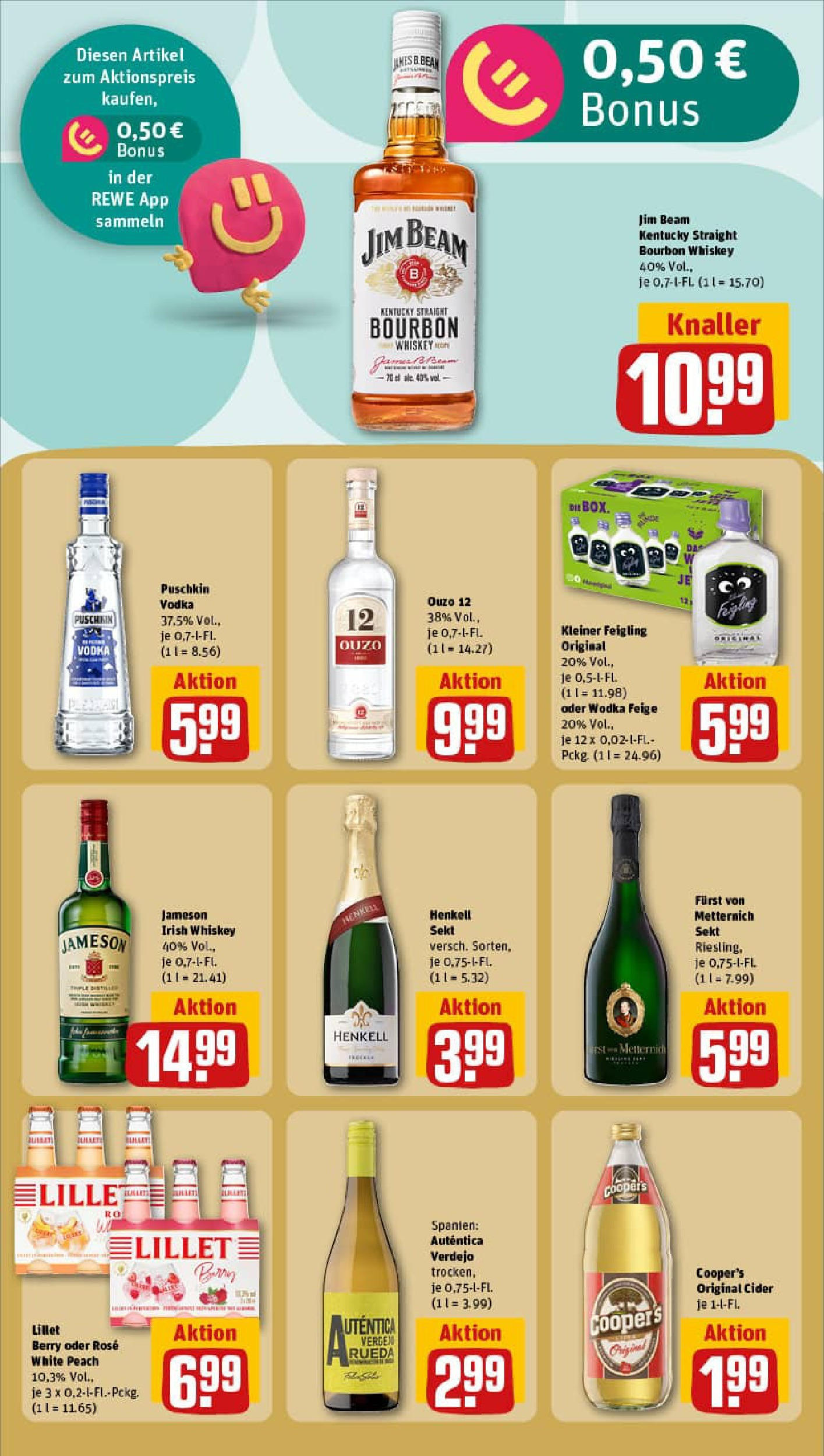 REWE Prospekt ab 20.07.2025 zum Blättern » Angebote | Seite: 19 | Produkte: Ouzo 12, Sekt, Lillet, Vodka
