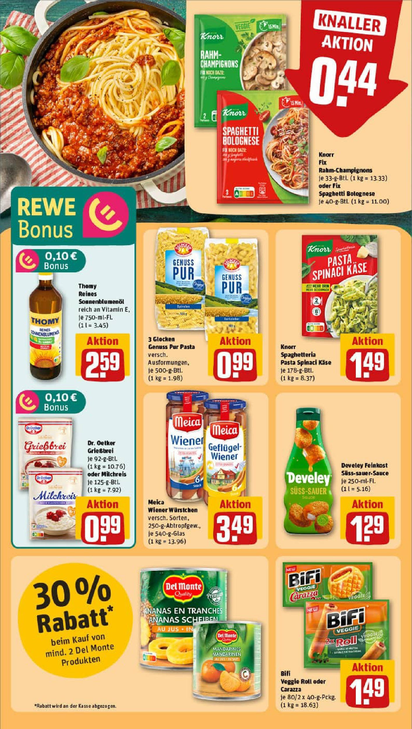REWE Prospekt ab 20.07.2025 zum Blättern » Angebote | Seite: 20 | Produkte: Bifi, Ananas, Meica, Champignons