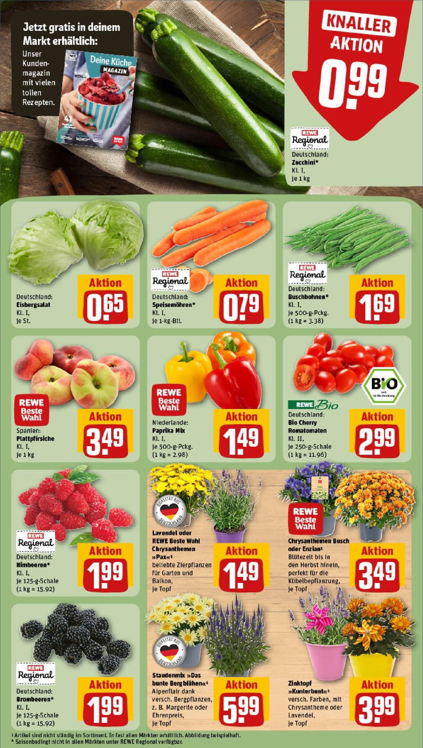 REWE Prospekt ab 20.07.2025 zum Blättern » Angebote | Seite: 7 | Produkte: Küche, Paprika, Zucchini, Lavendel