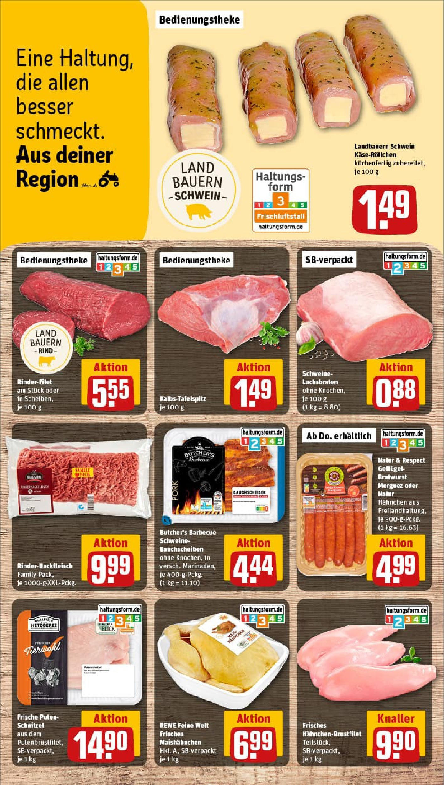 REWE Prospekt ab 20.07.2025 zum Blättern » Angebote | Seite: 10 | Produkte: Hahnchen, Rinderfilet, Bratwurst, Schnitzel