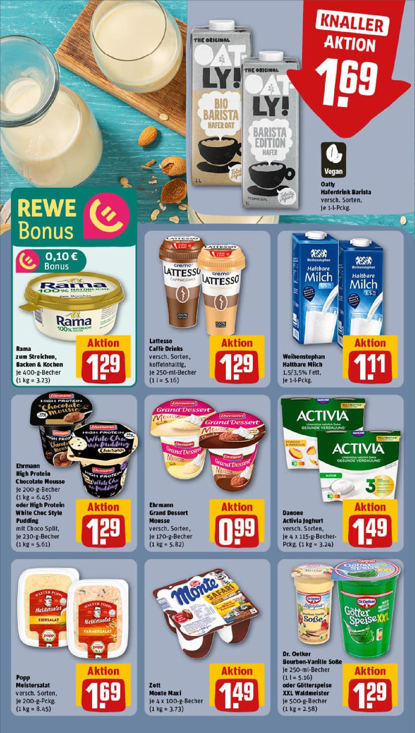 REWE Prospekt ab 20.07.2025 zum Blättern » Angebote | Seite: 13 | Produkte: Rama, Ehrmann grand dessert, Soße, Oatly