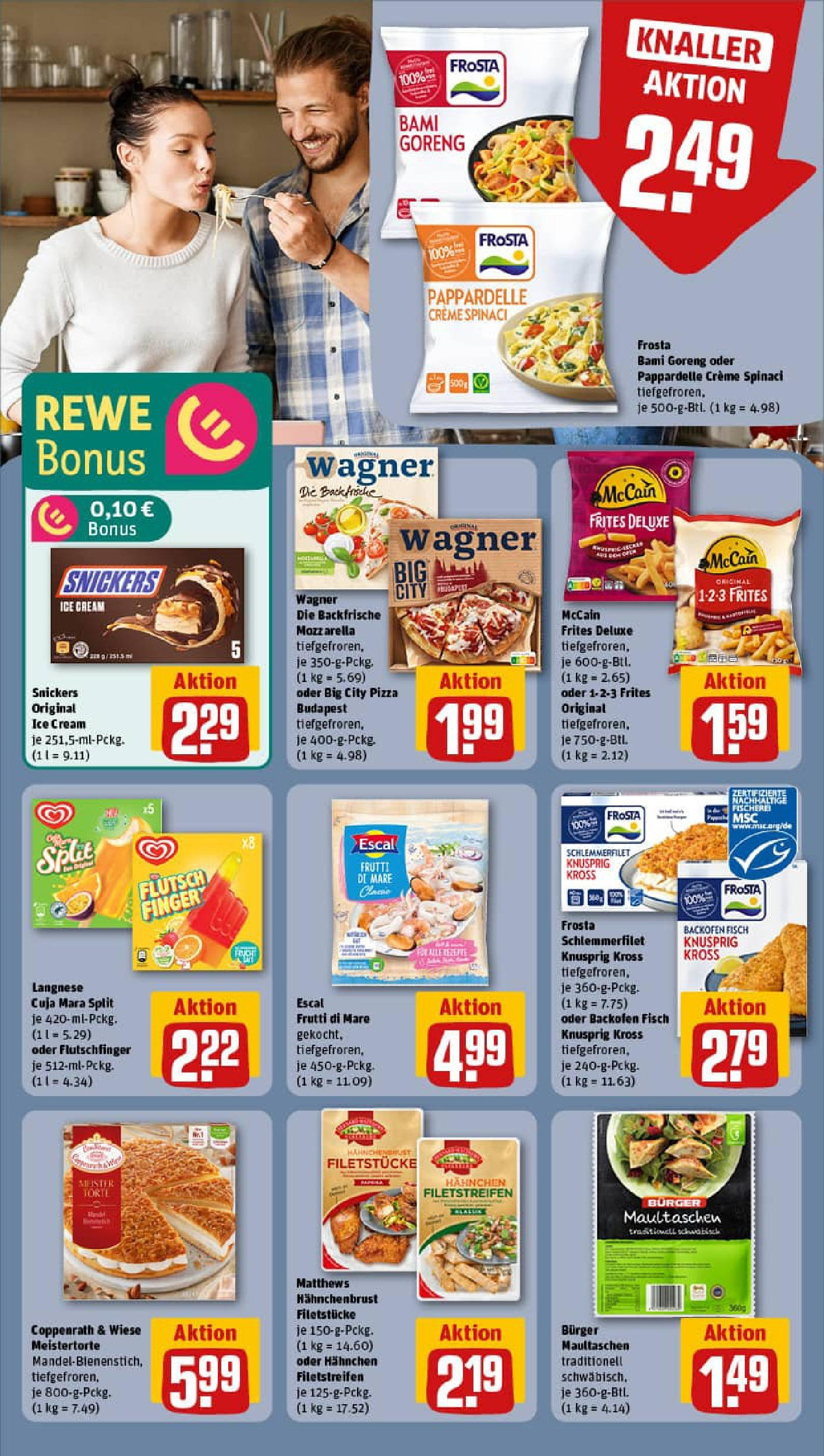 REWE Prospekt ab 20.07.2025 zum Blättern » Angebote | Seite: 12 | Produkte: Langnese, Hahnchen, Fisch, Maultaschen