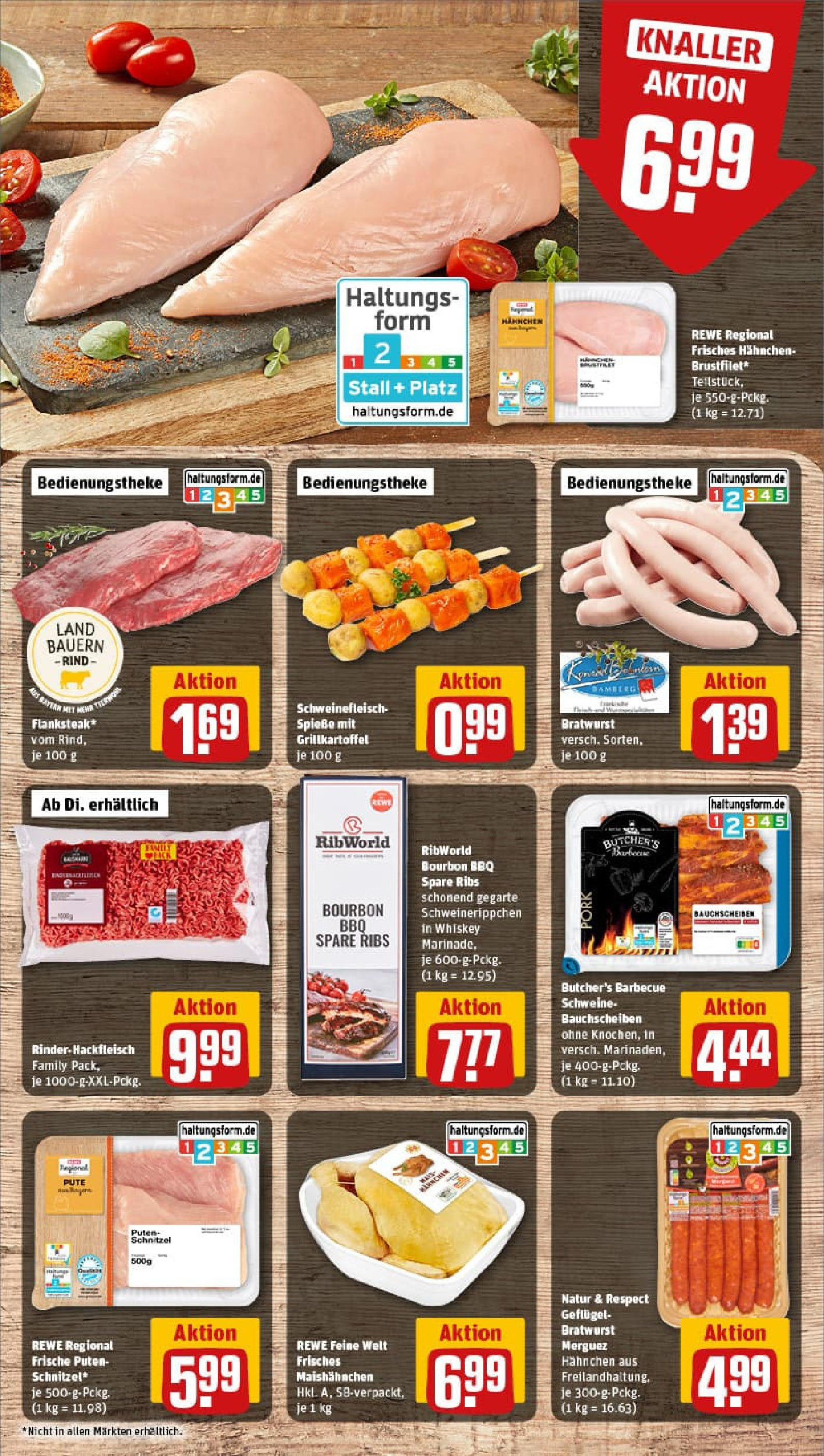 REWE Prospekt ab 20.07.2025 zum Blättern » Angebote | Seite: 8 | Produkte: Spieße, Schnitzel, Schweinefleisch, Bourbon