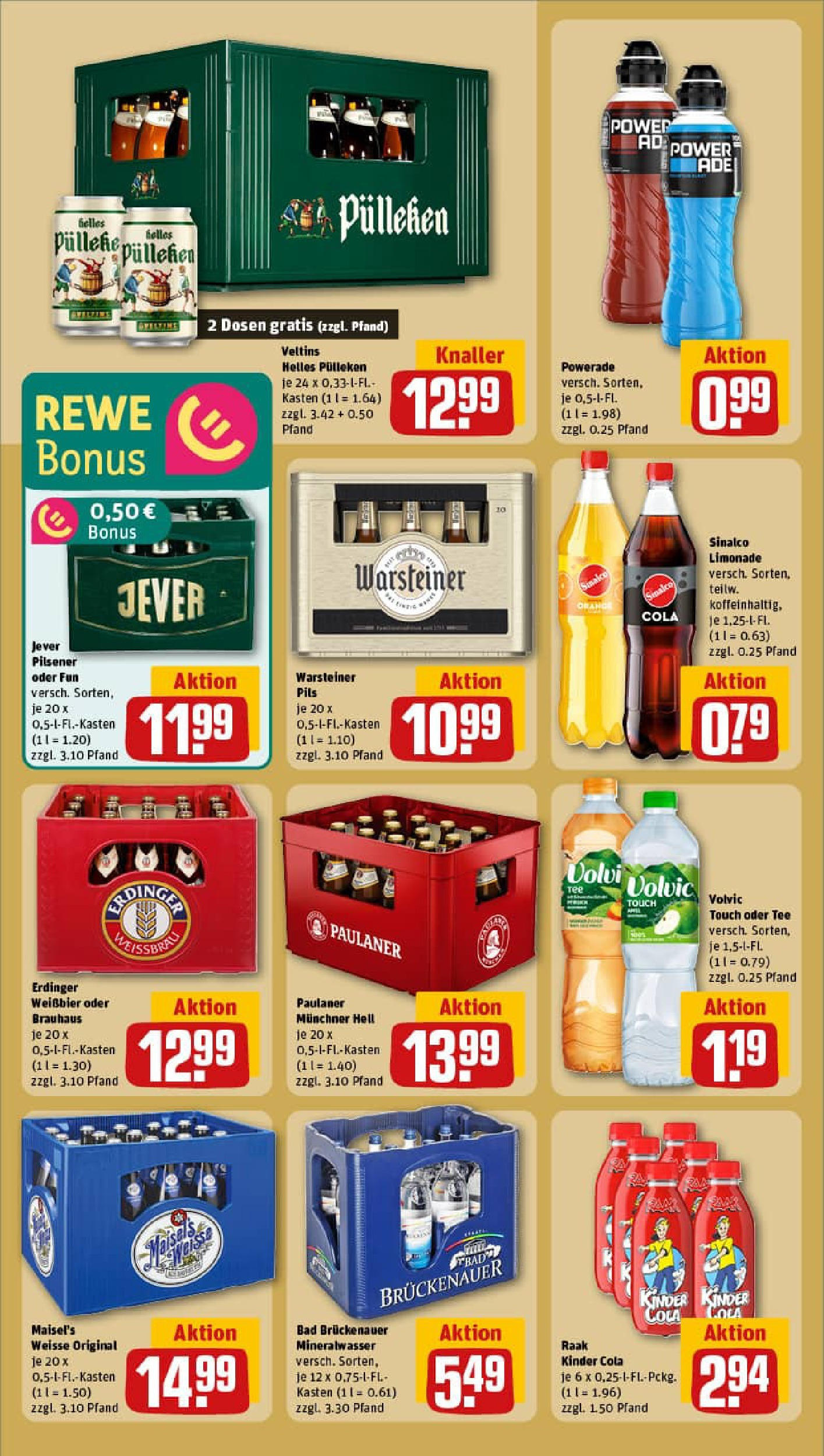 REWE Prospekt ab 20.07.2025 zum Blättern » Angebote | Seite: 22 | Produkte: Erdinger, Bad, Powerade, Veltins