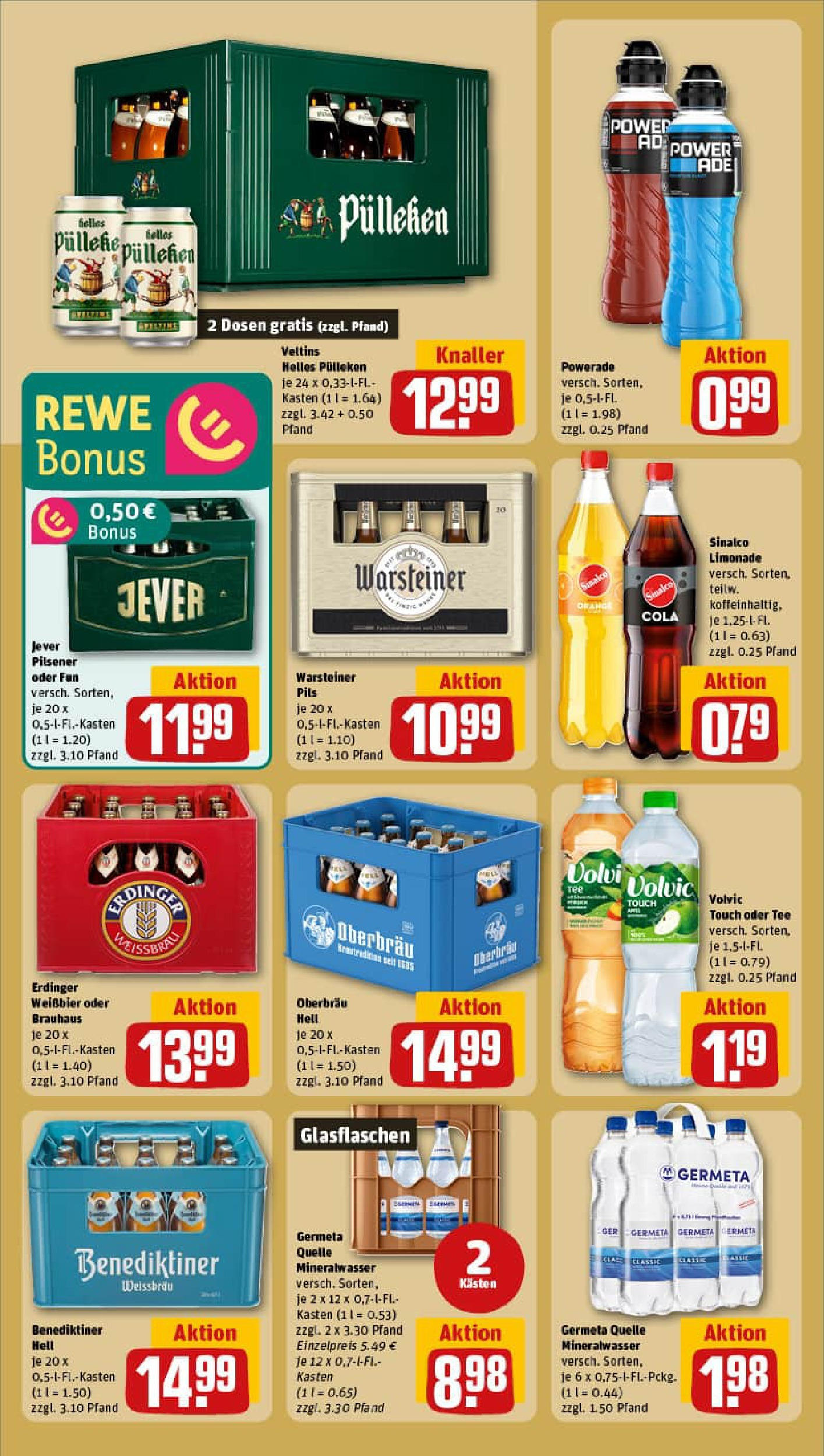 REWE Prospekt ab 20.07.2025 zum Blättern » Angebote | Seite: 16 | Produkte: Erdinger, Limonade, Mineralwasser, Benediktiner hell