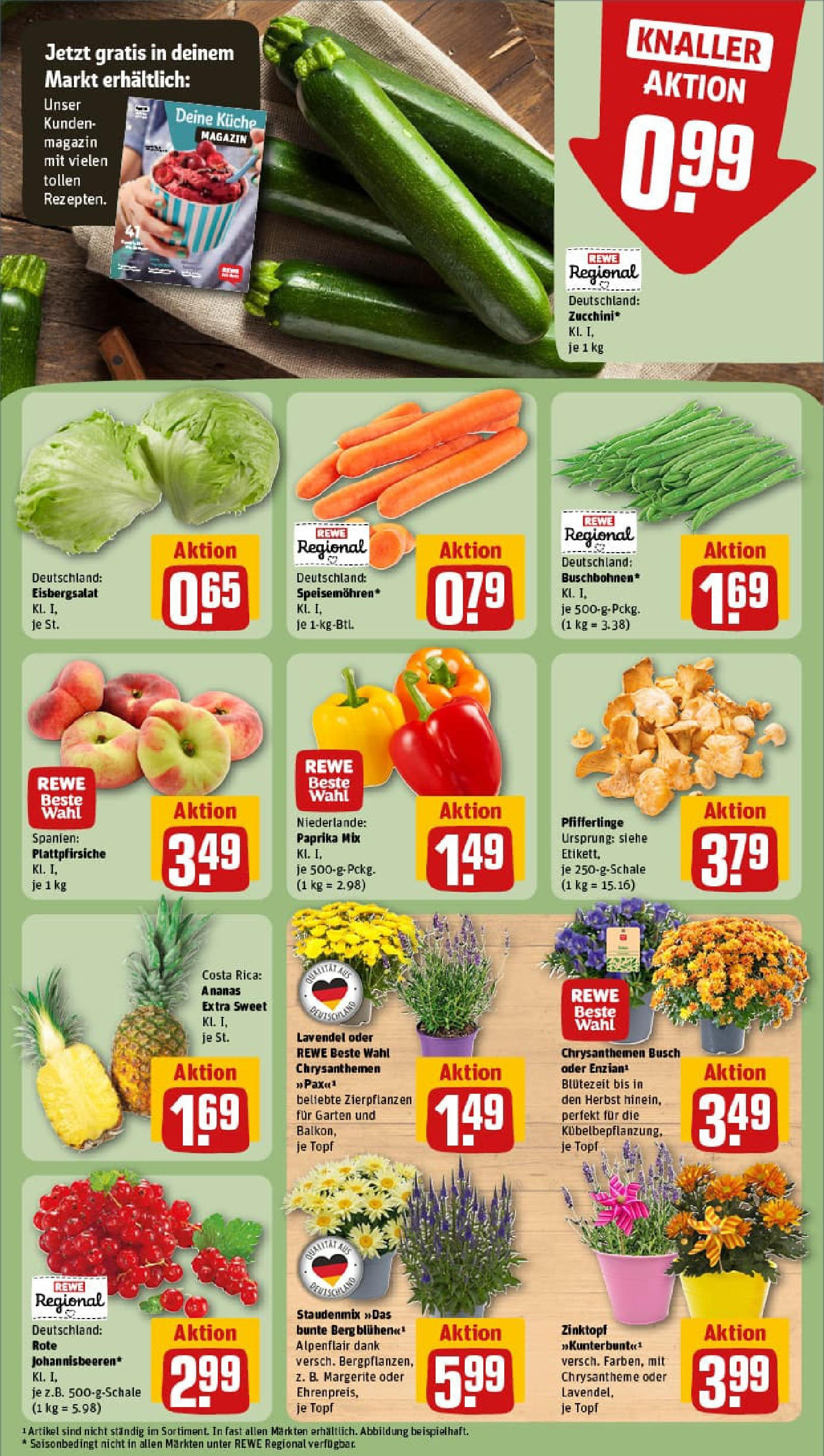 REWE Prospekt ab 20.07.2025 zum Blättern » Angebote | Seite: 7 | Produkte: Küche, Paprika, Zucchini, Lavendel