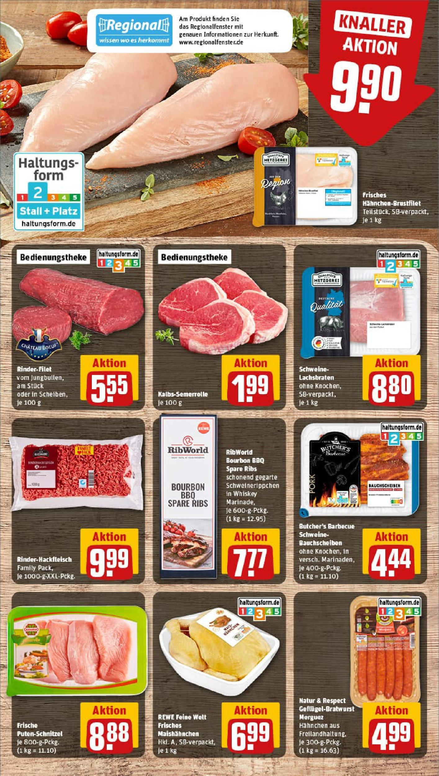 REWE Prospekt ab 20.07.2025 zum Blättern » Angebote | Seite: 8 | Produkte: Hahnchen, Spare ribs, Putenschnitzel, Whiskey