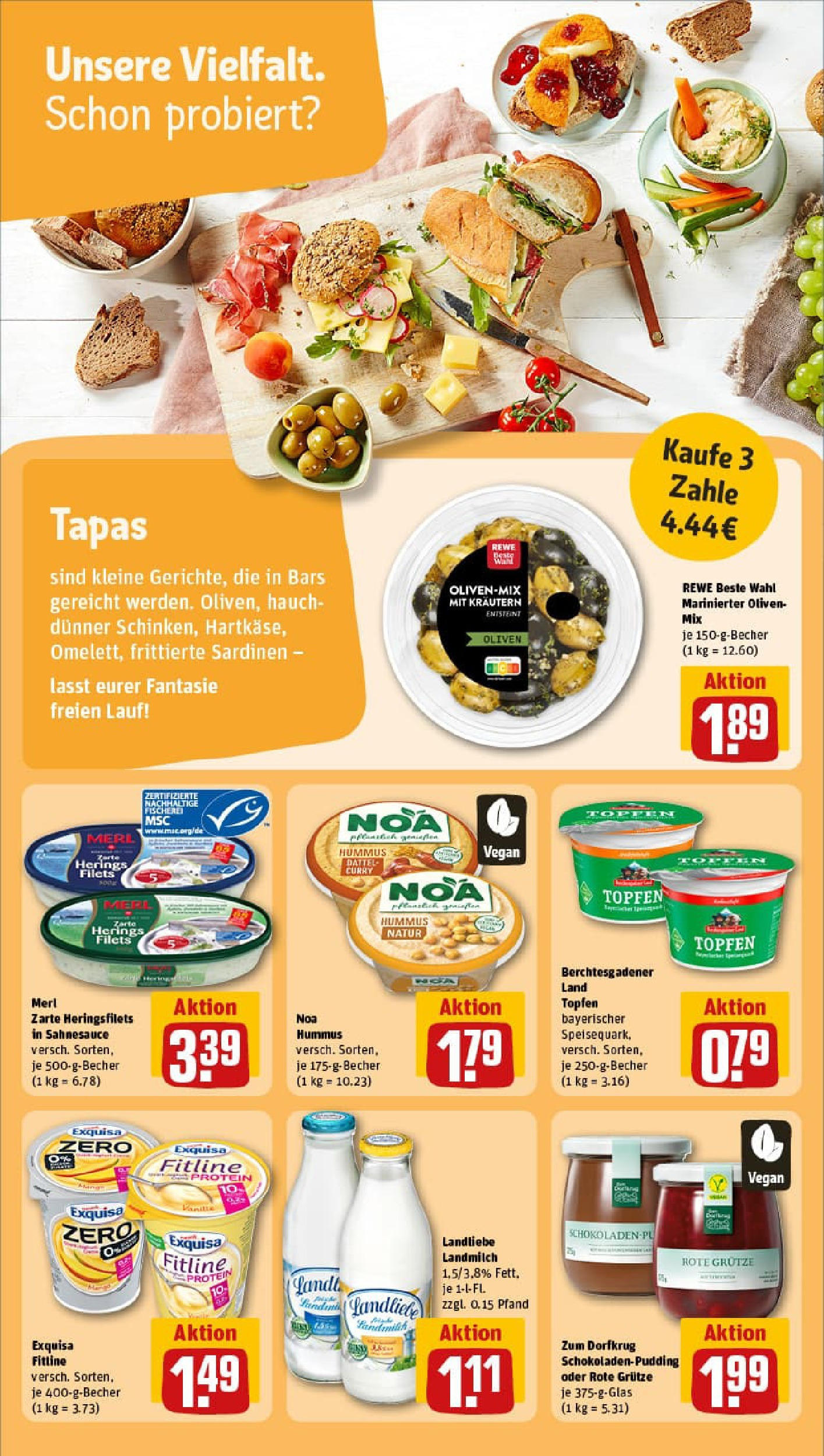 REWE Prospekt ab 20.07.2025 zum Blättern » Angebote | Seite: 18 | Produkte: Exquisa, Dattel, Speisequark