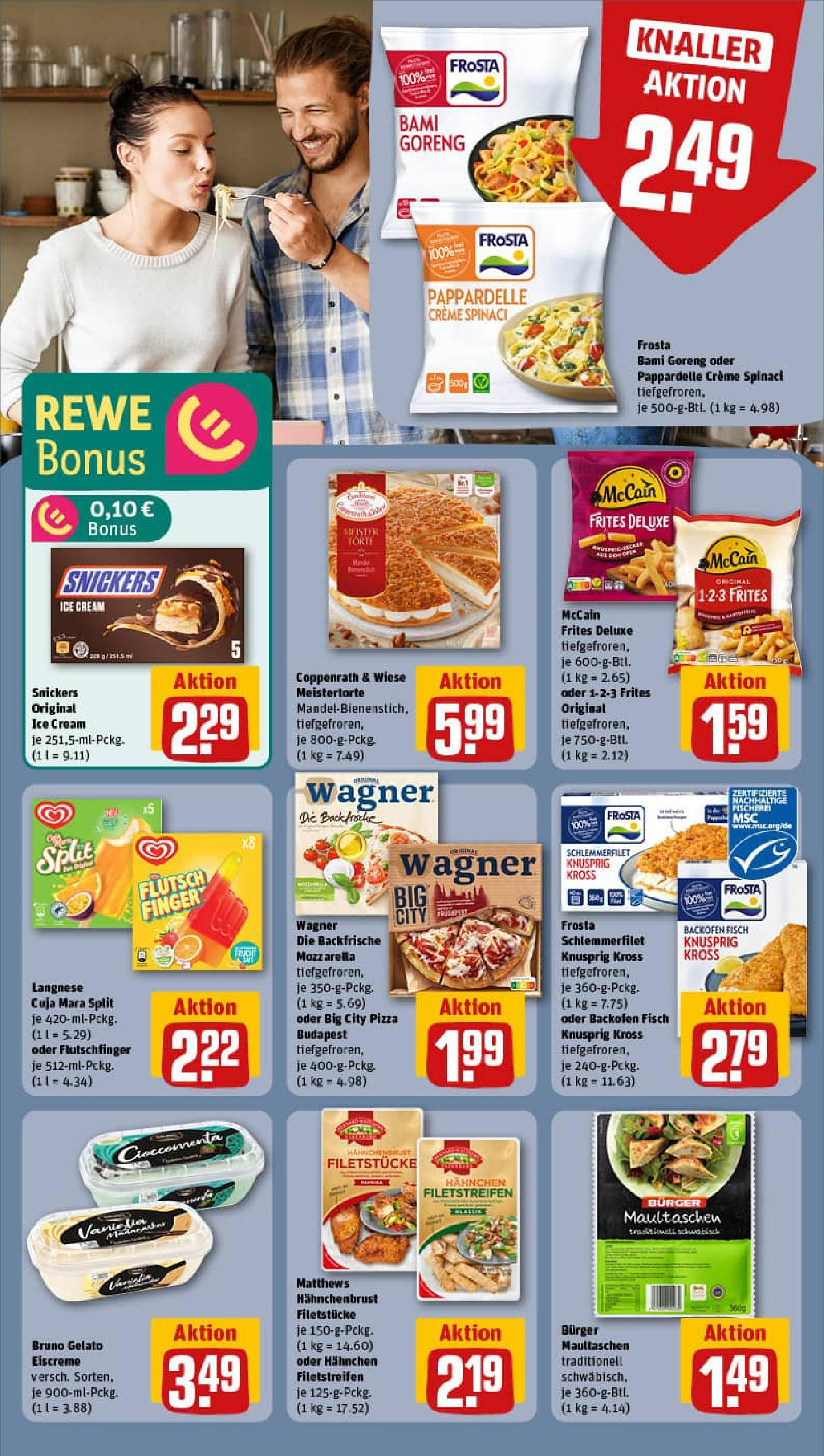 REWE Prospekt ab 20.07.2025 zum Blättern » Angebote | Seite: 14 | Produkte: Hahnchen, Burger, Maultaschen, Hahnchenbrust