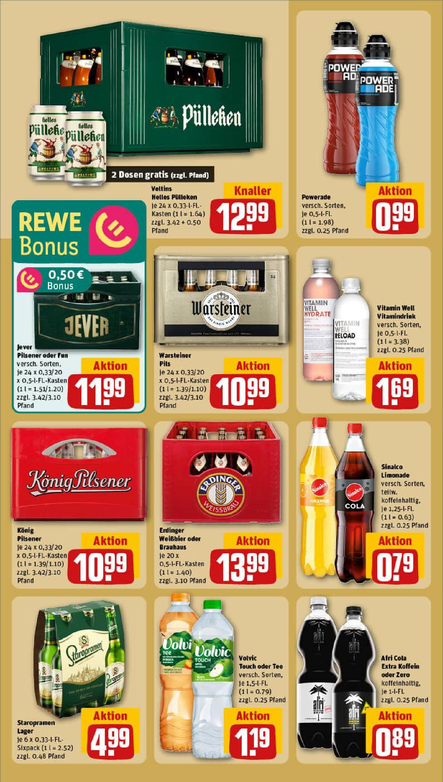 REWE Prospekt ab 20.07.2025 zum Blättern » Angebote | Seite: 18 | Produkte: Helles pulleken, Sinalco, Warsteiner, Powerade