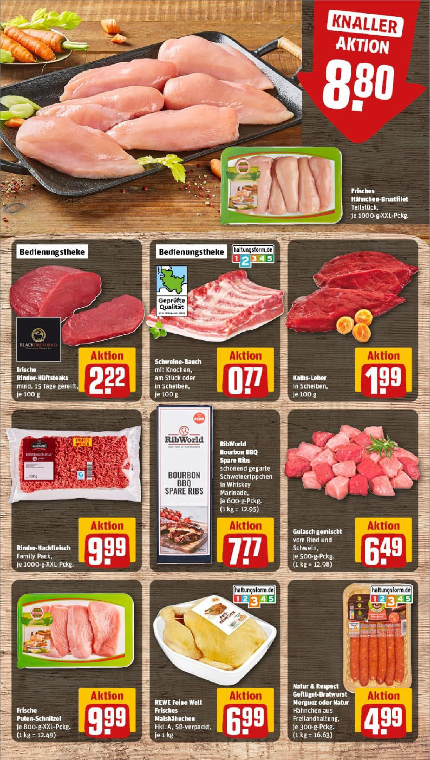 REWE Prospekt ab 20.07.2025 zum Blättern » Angebote | Seite: 8 | Produkte: Spare ribs, Kalbsleber, Gulasch, Bourbon