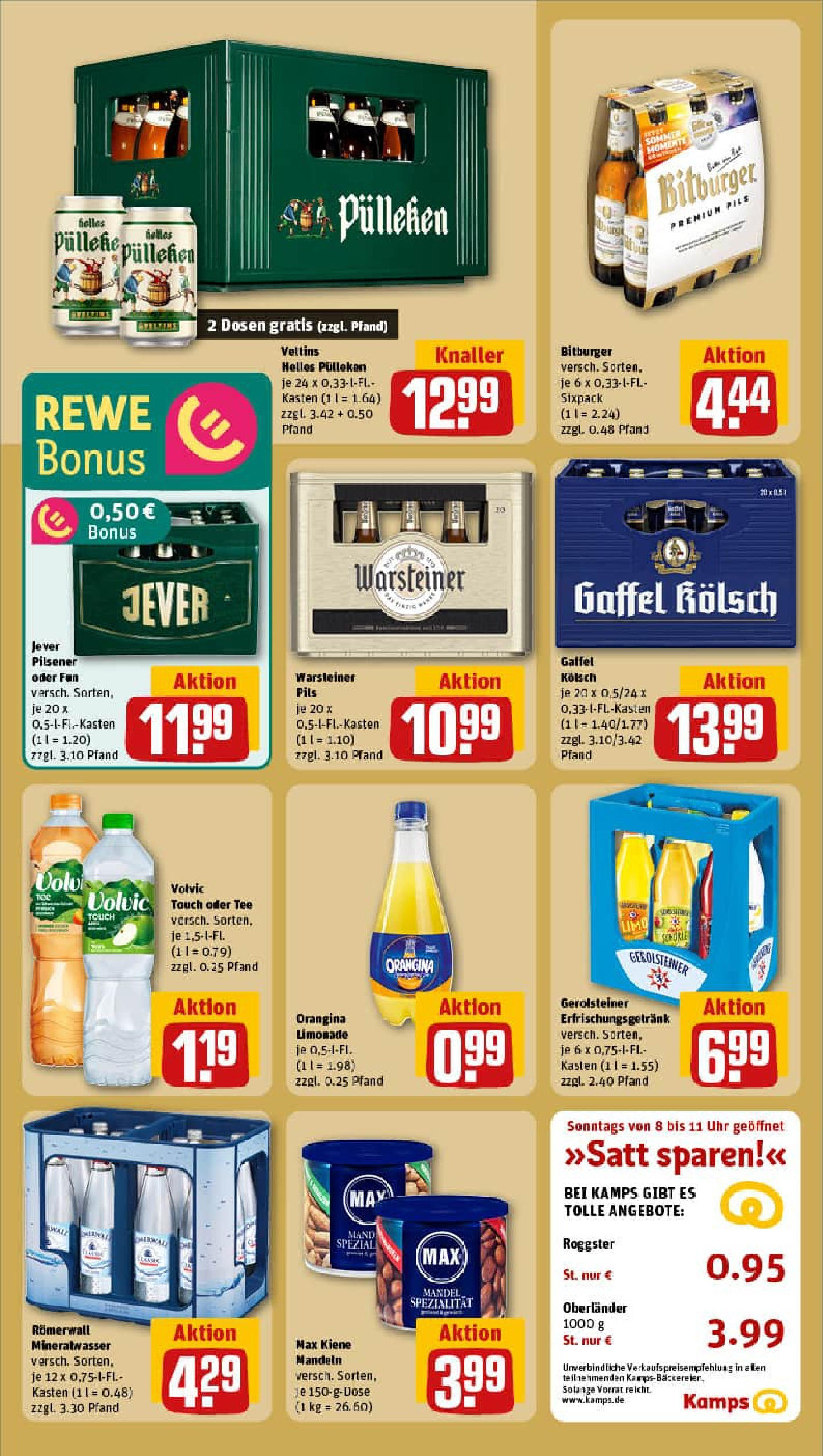 REWE Prospekt ab 20.07.2025 zum Blättern » Angebote | Seite: 18 | Produkte: Pils, Mandeln, Mineralwasser, Jever