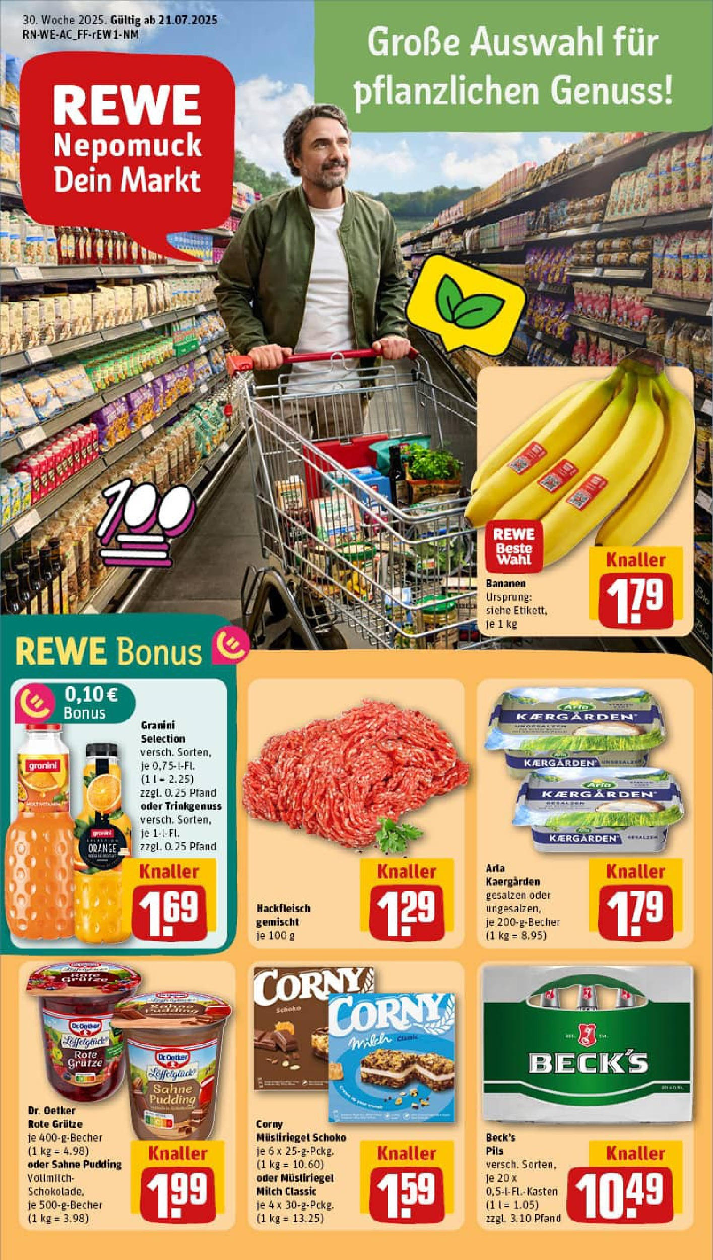REWE Prospekt ab 20.07.2025 zum Blättern » Angebote | Seite: 1 | Produkte: Milch, Butter, Granini, Hackfleisch REWE Prospekt ab 20.07.2025 zum Blättern » Angebote | Seite: 1 | Produkte: Milch, Butter, Granini, Hackfleisch