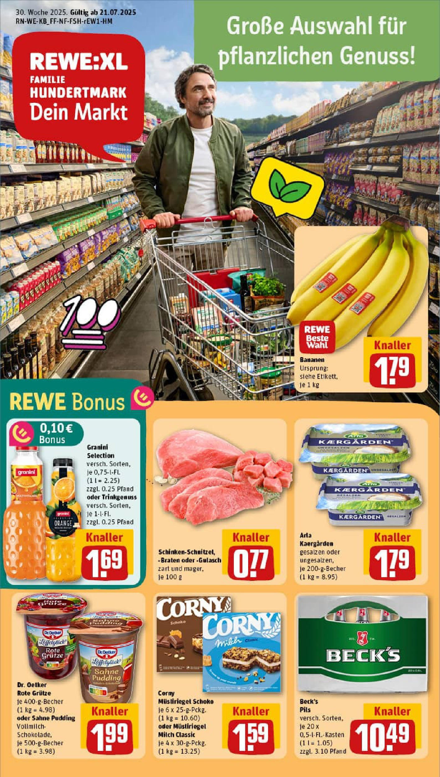 REWE Prospekt ab 20.07.2025 zum Blättern » Angebote | Seite: 1 | Produkte: Milch, Pils, Granini, Sahne