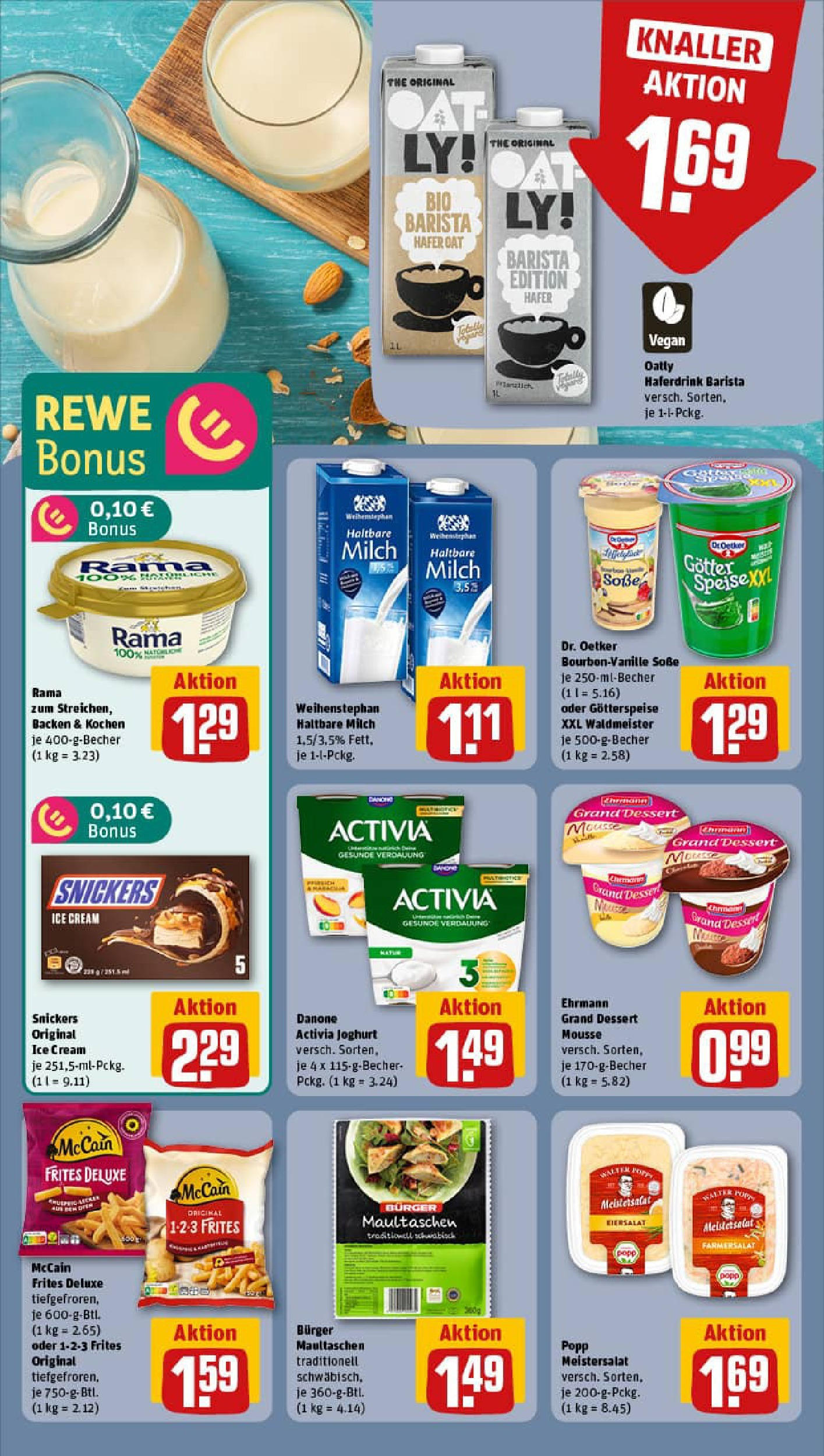 REWE Prospekt ab 20.07.2025 zum Blättern » Angebote | Seite: 10 | Produkte: Joghurt, Haltbare milch, Snickers, Soße