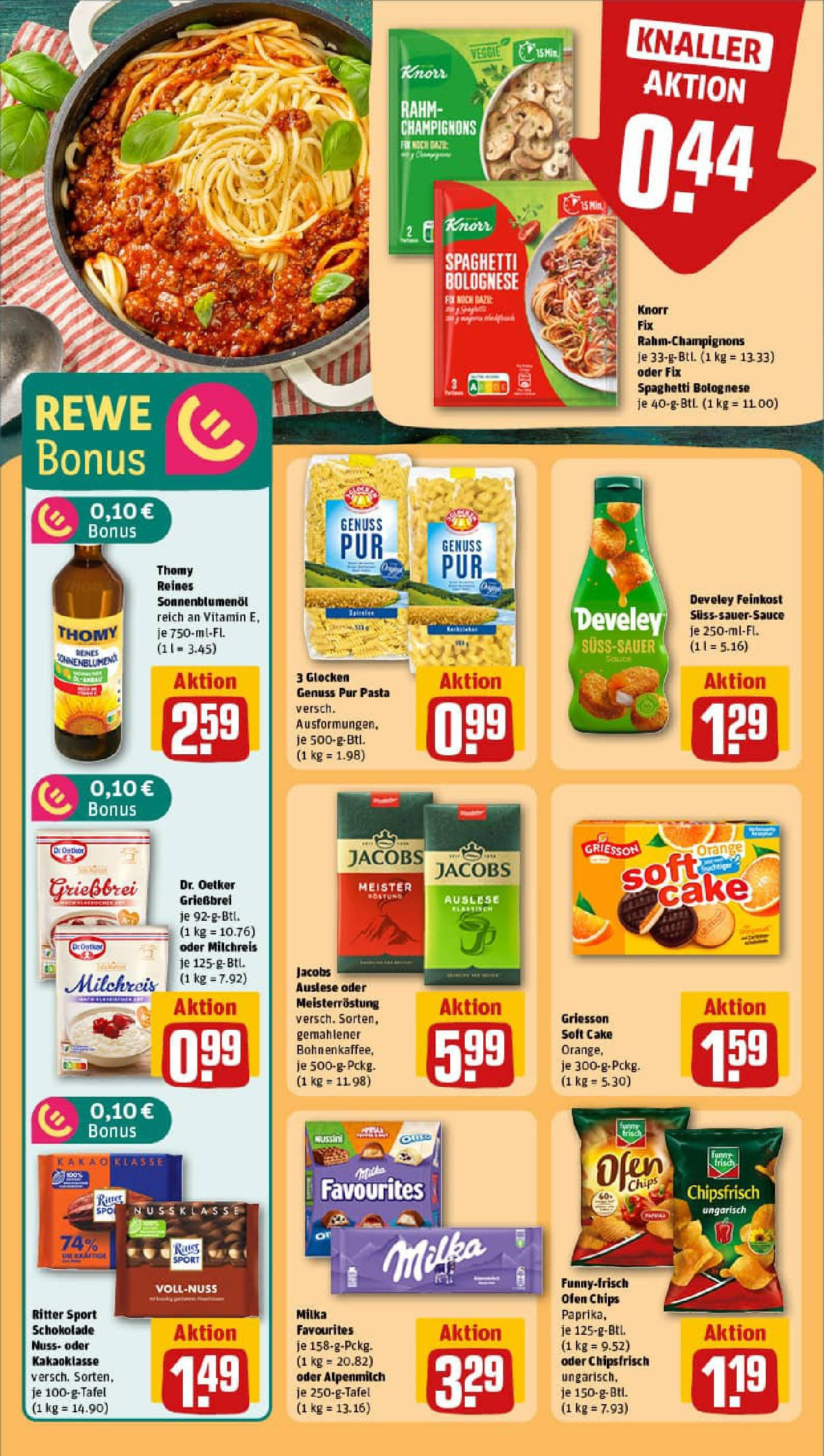 REWE Prospekt ab 20.07.2025 zum Blättern » Angebote | Seite: 16 | Produkte: Knorr fix, Sonnenblumenol, Ritter sport, Milka