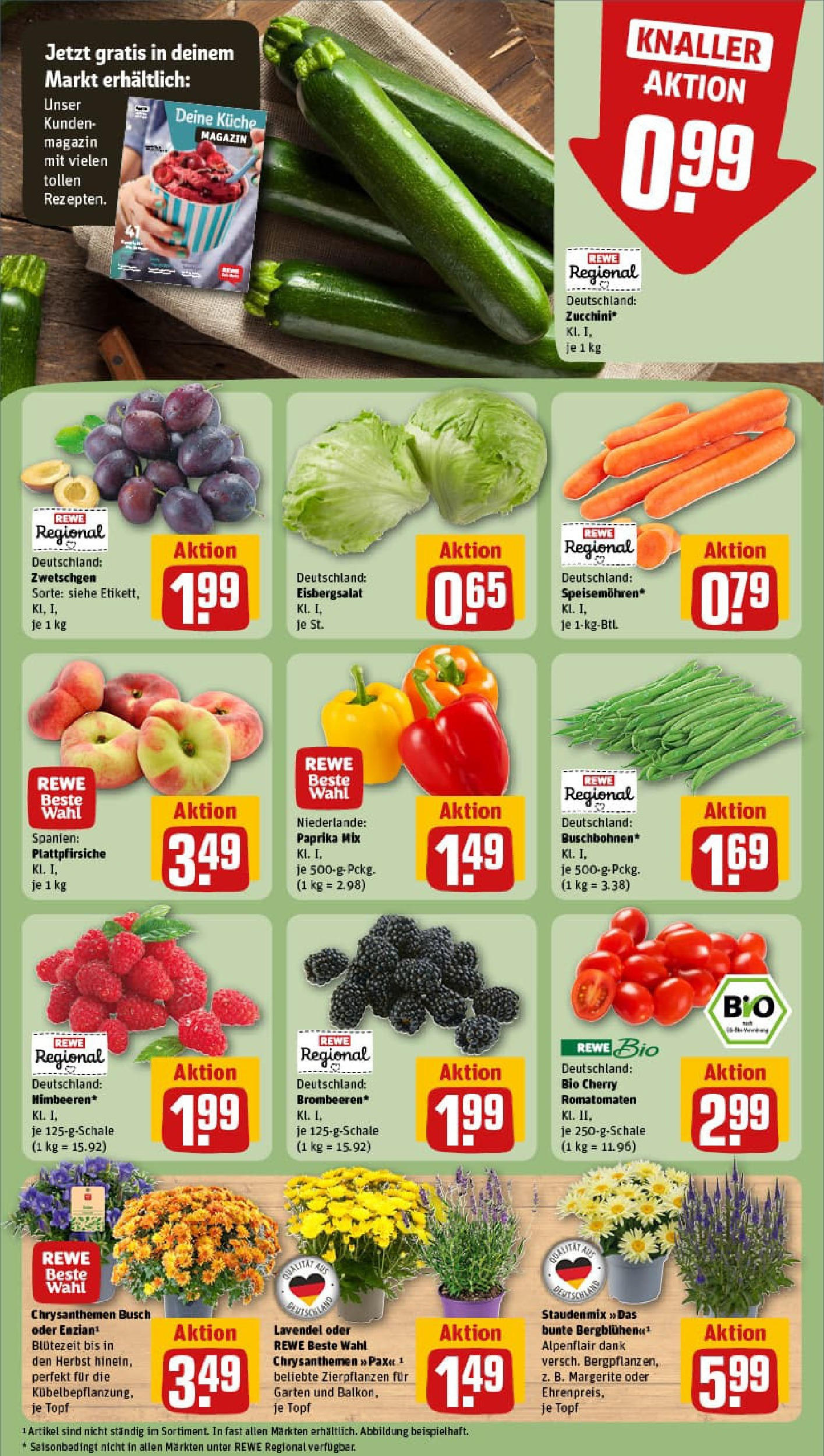 REWE Prospekt ab 20.07.2025 zum Blättern » Angebote | Seite: 7 | Produkte: Zwetschgen, Eisbergsalat, Paprika, Lavendel REWE Prospekt ab 20.07.2025 zum Blättern » Angebote | Seite: 7 | Produkte: Zwetschgen, Eisbergsalat, Paprika, Lavendel
