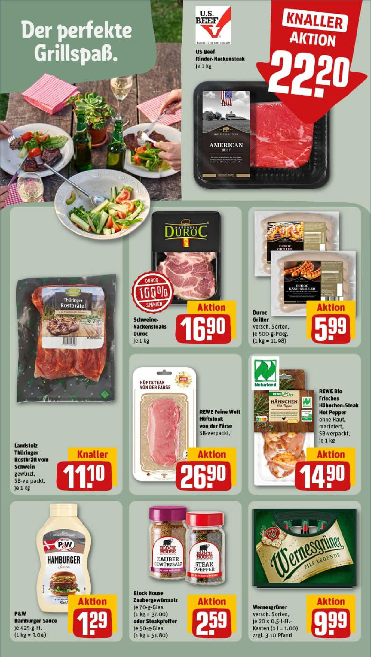 REWE Prospekt ab 20.07.2025 zum Blättern » Angebote | Seite: 11 | Produkte: Nackensteaks, Hahnchen, Gewürzsalz, Steak