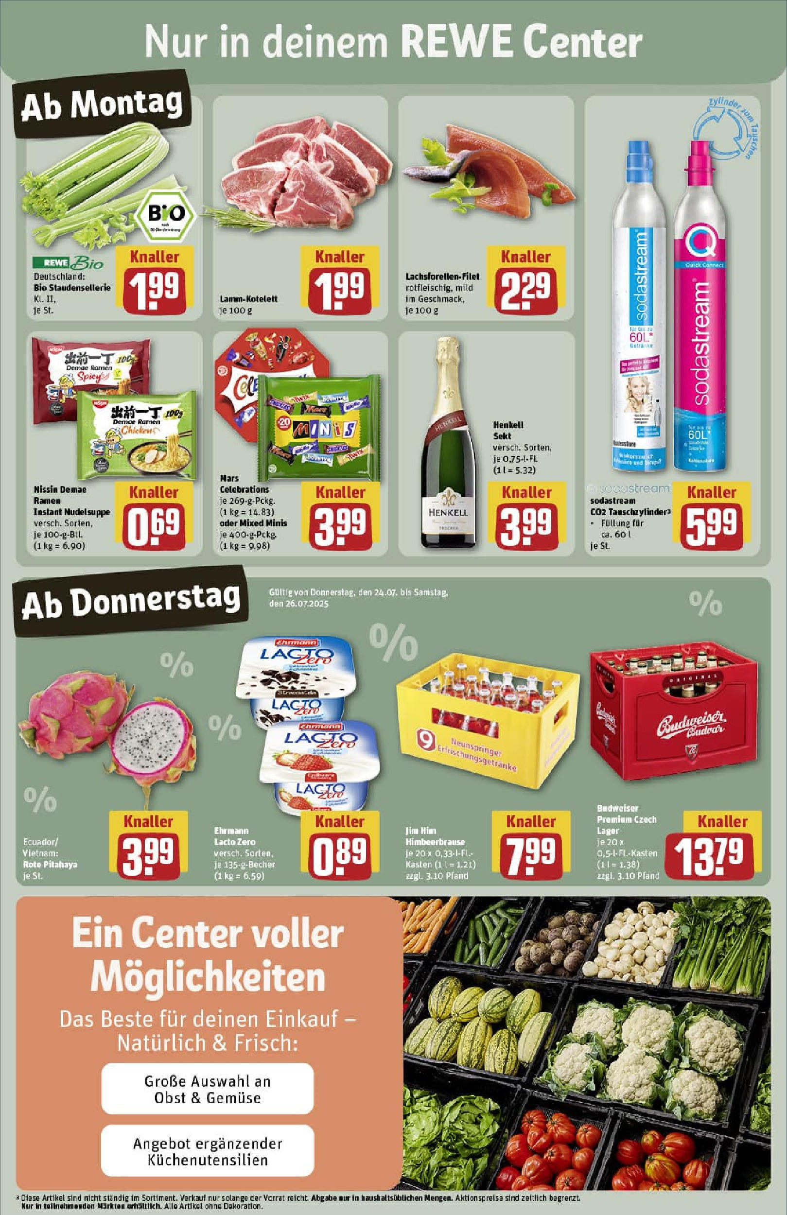 REWE Prospekt ab 20.07.2025 zum Blättern » Angebote | Seite: 3 | Produkte: Mars, Obst, Budweiser, Sodastream