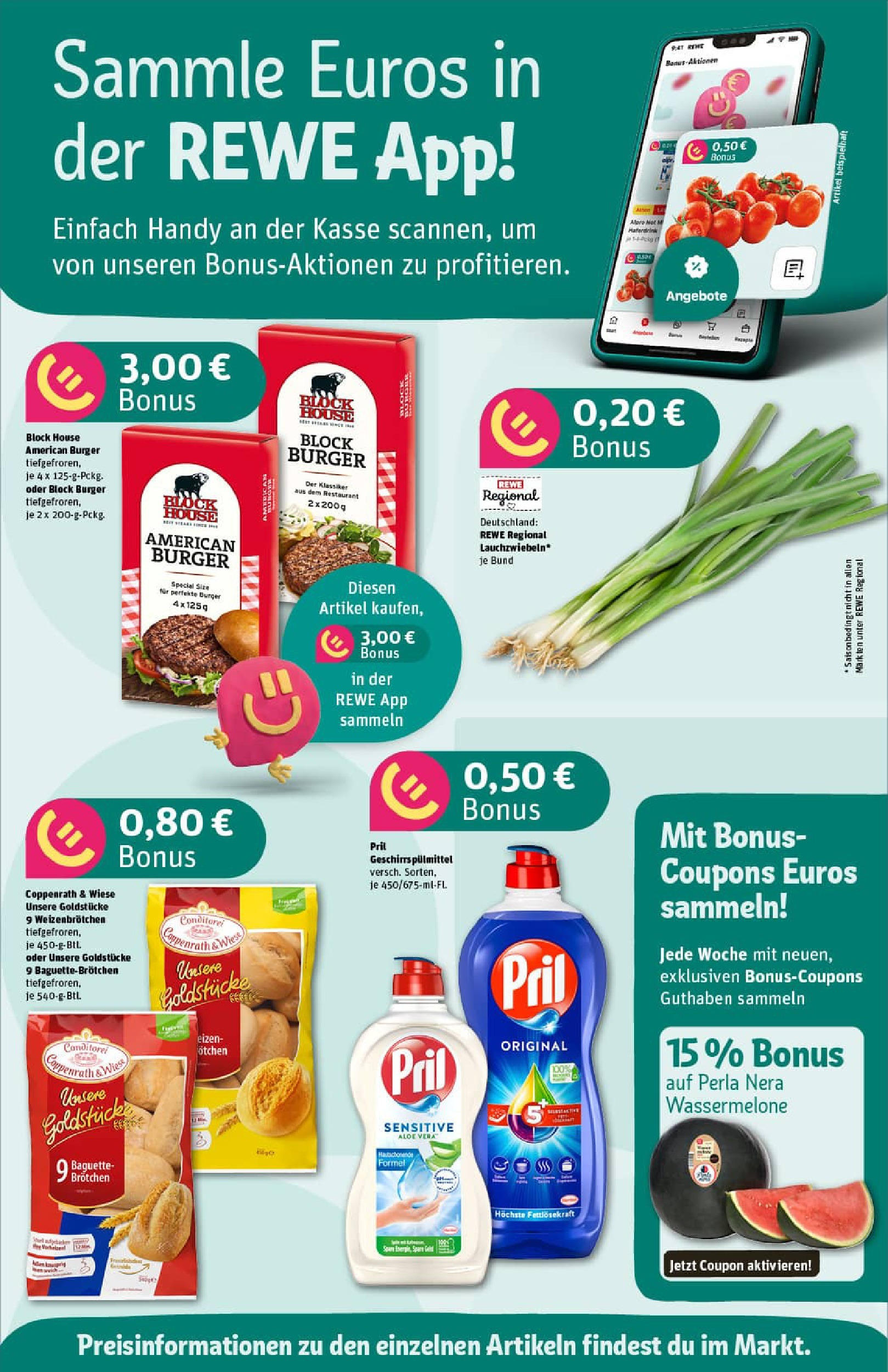 REWE Prospekt ab 20.07.2025 zum Blättern » Angebote | Seite: 2 | Produkte: Baguette, Geschirrspülmittel, Wassermelone, Pril