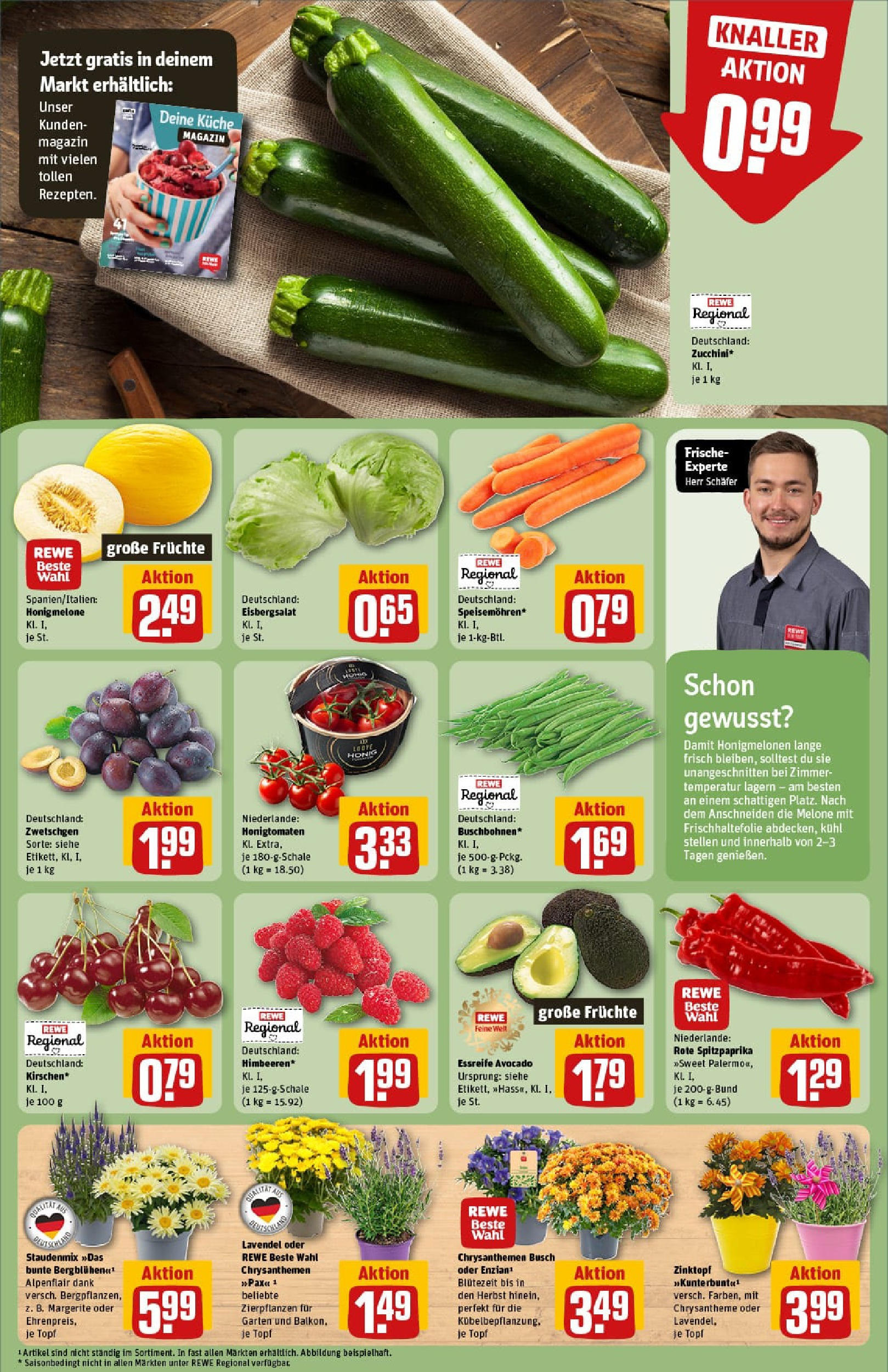 REWE Prospekt ab 20.07.2025 zum Blättern » Angebote | Seite: 7 | Produkte: Eisbergsalat, Honigmelone, Avocado, Lavendel
