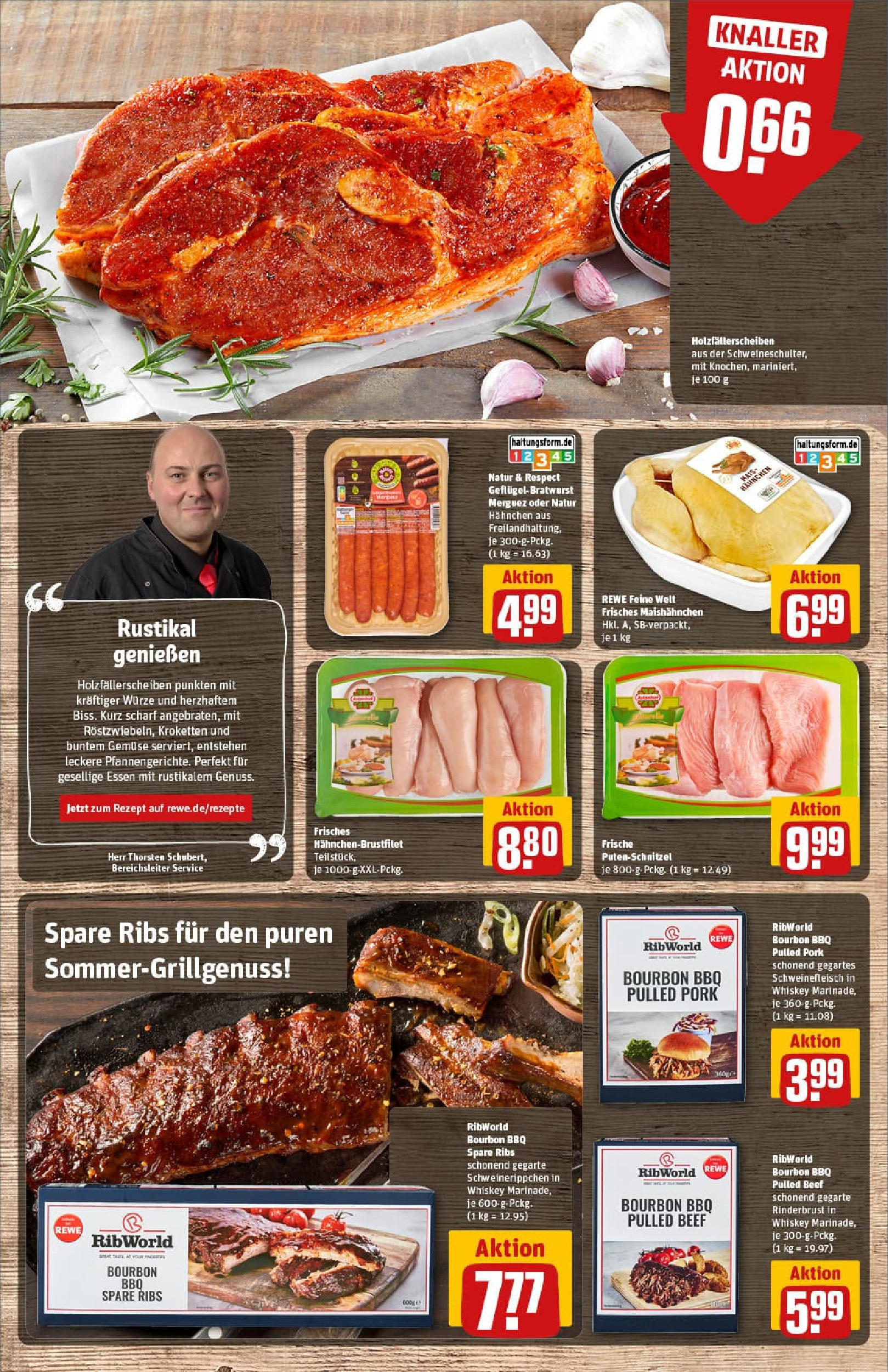 REWE Prospekt ab 20.07.2025 zum Blättern » Angebote | Seite: 8 | Produkte: Bratwurst, Gemüse, Putenschnitzel, Bourbon