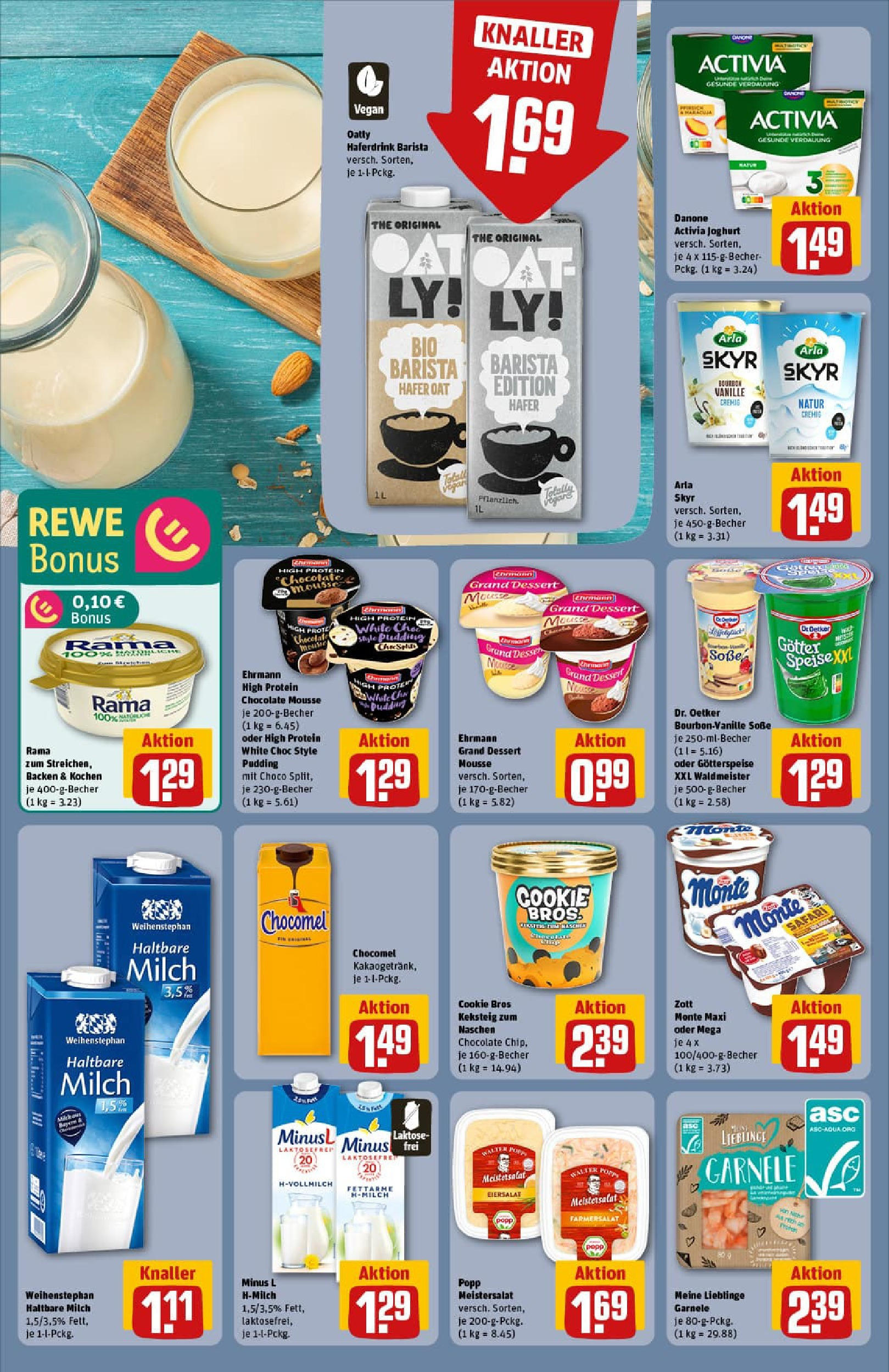 REWE Prospekt ab 20.07.2025 zum Blättern » Angebote | Seite: 16 | Produkte: Danone activia, Milch, Haltbare milch, Oatly