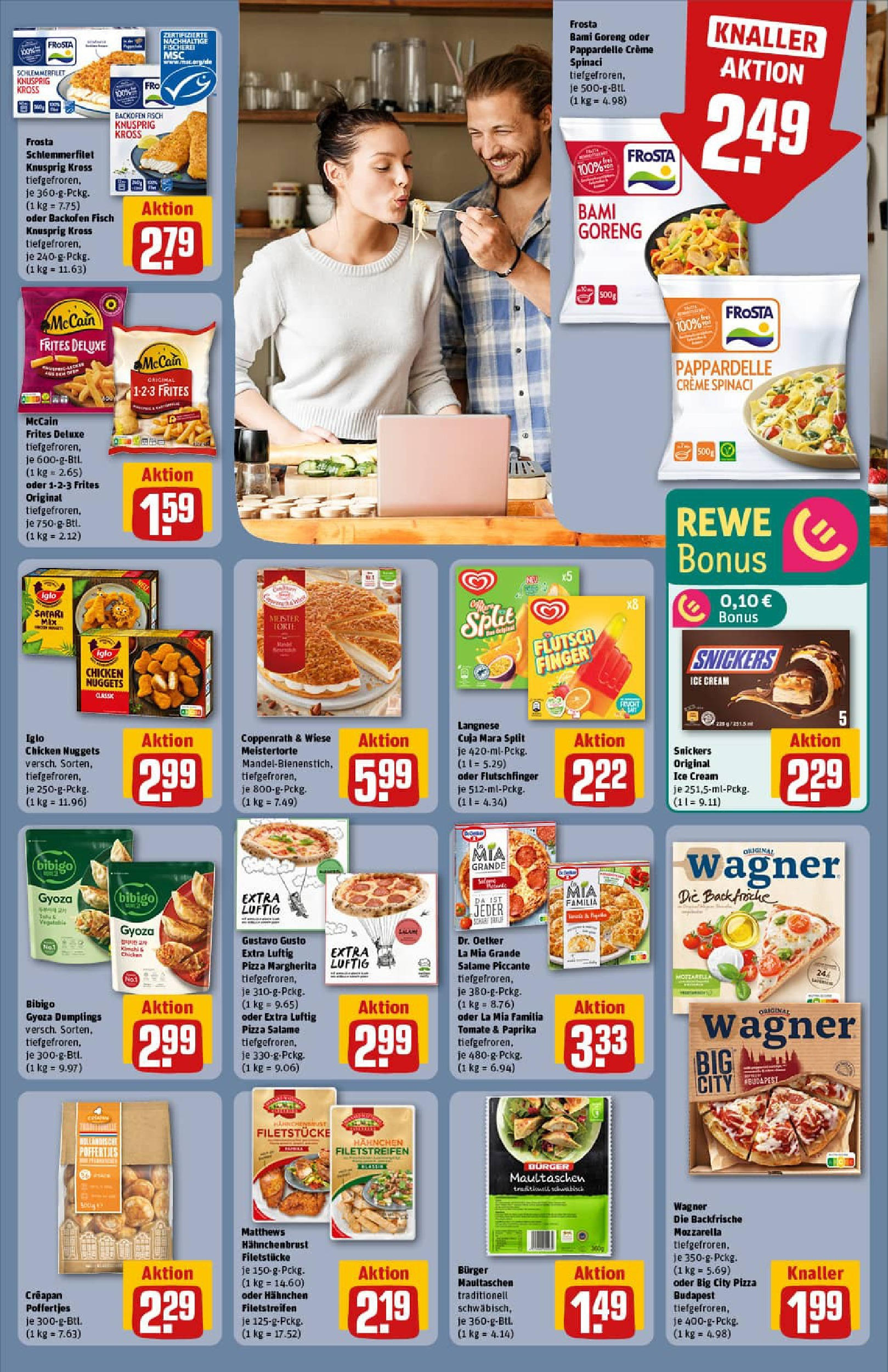 REWE Prospekt ab 20.07.2025 zum Blättern » Angebote | Seite: 15 | Produkte: Gustavo gusto, Mozzarella, Iglo, Burger