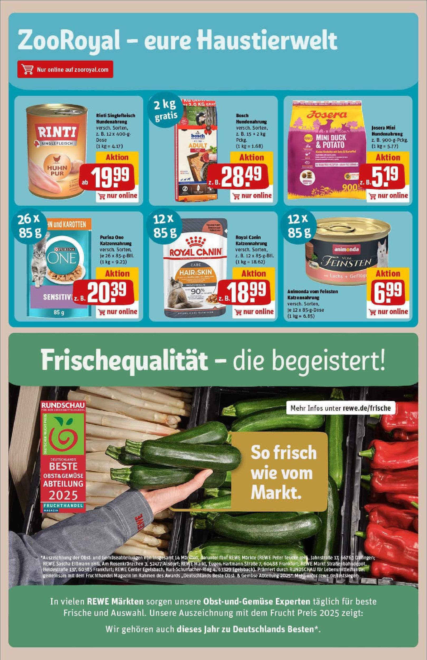REWE Prospekt ab 20.07.2025 zum Blättern » Angebote | Seite: 19 | Produkte: Purina one, Grat, Gemüse, Obst