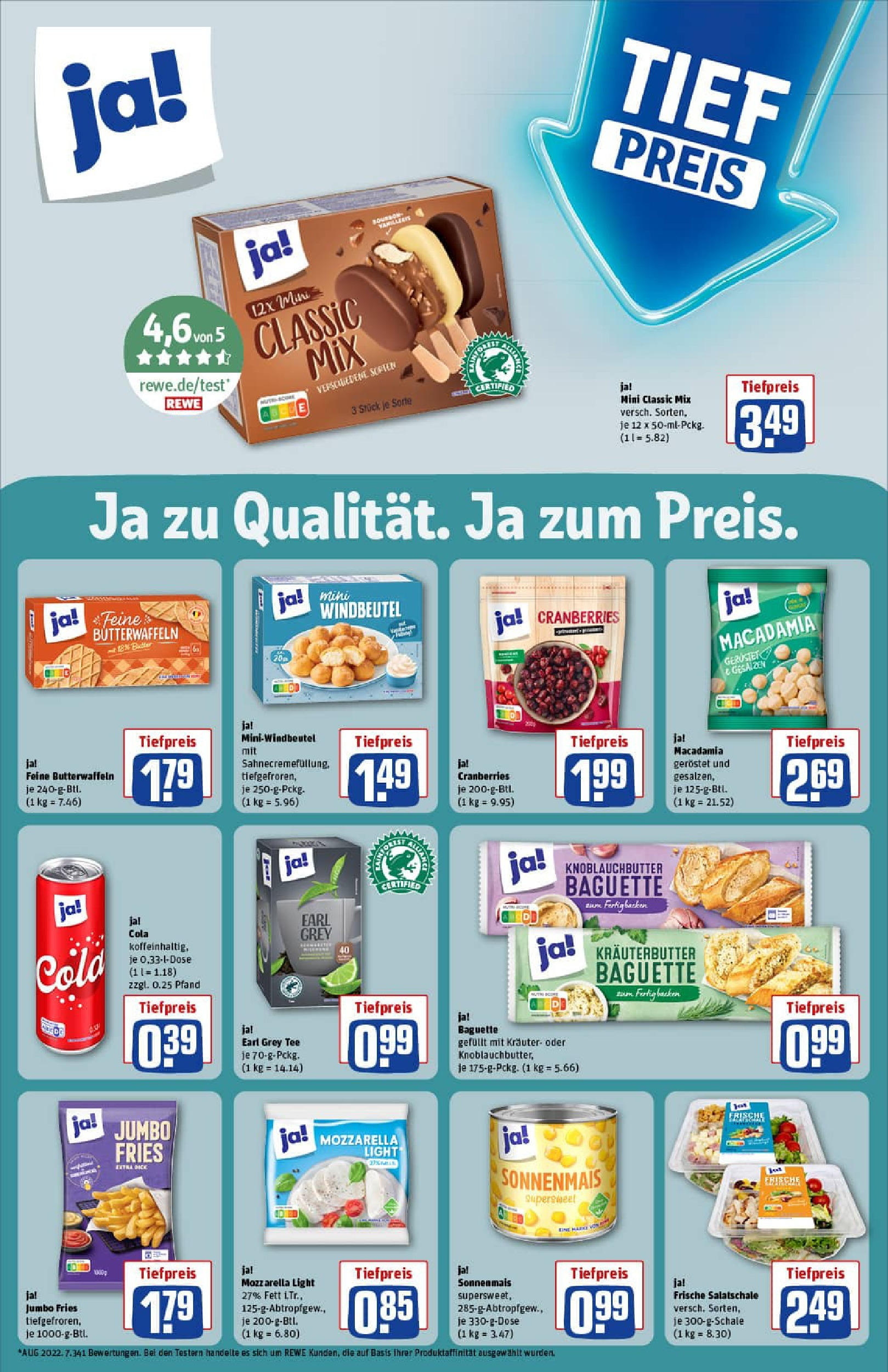 REWE Prospekt ab 20.07.2025 zum Blättern » Angebote | Seite: 21 | Produkte: Mozzarella, Baguette, Kräuterbutter, Tee