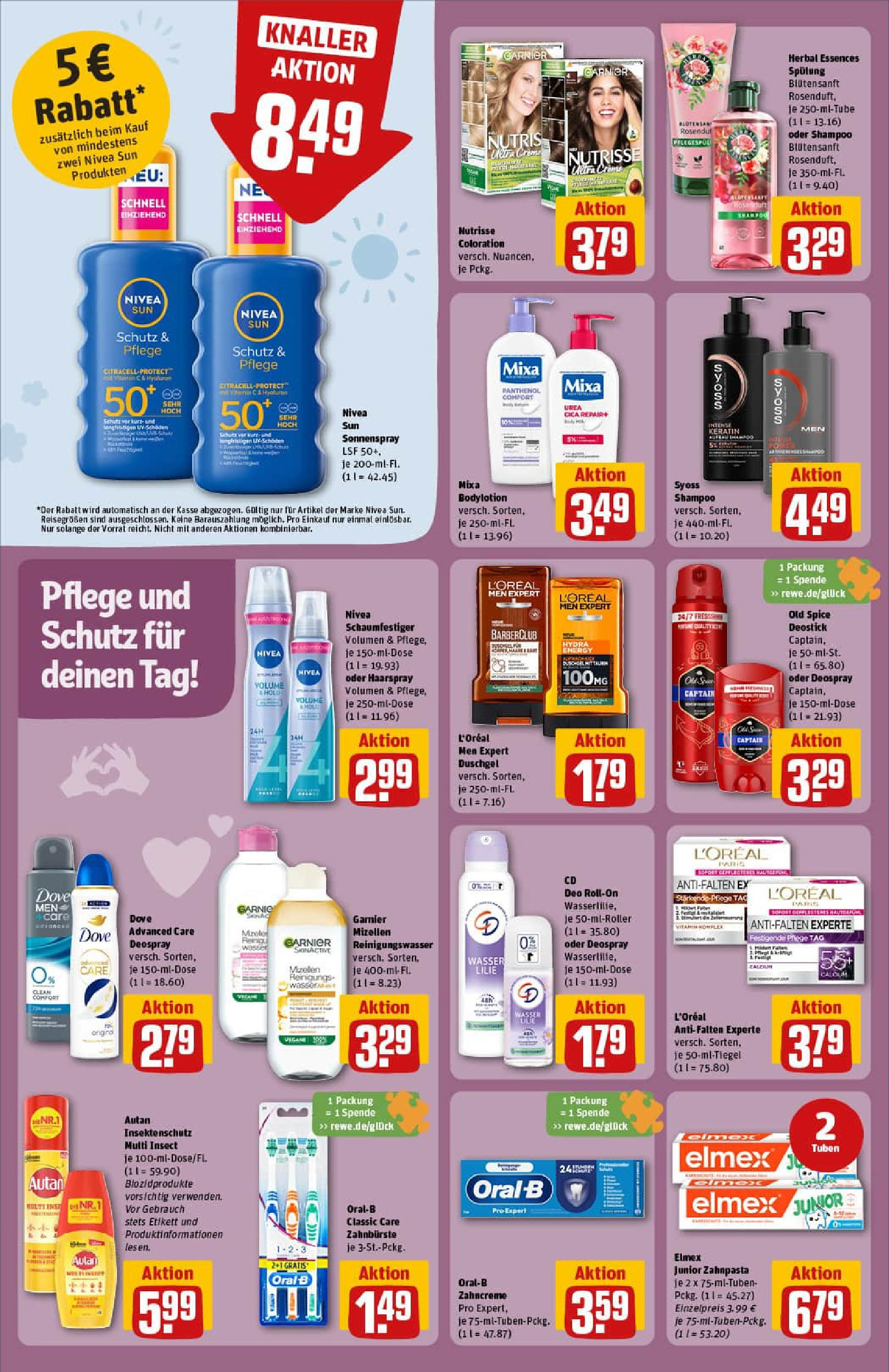 REWE Prospekt ab 20.07.2025 zum Blättern » Angebote | Seite: 30 | Produkte: Shampoo, Zahnpasta, Body Lotion, Deospray