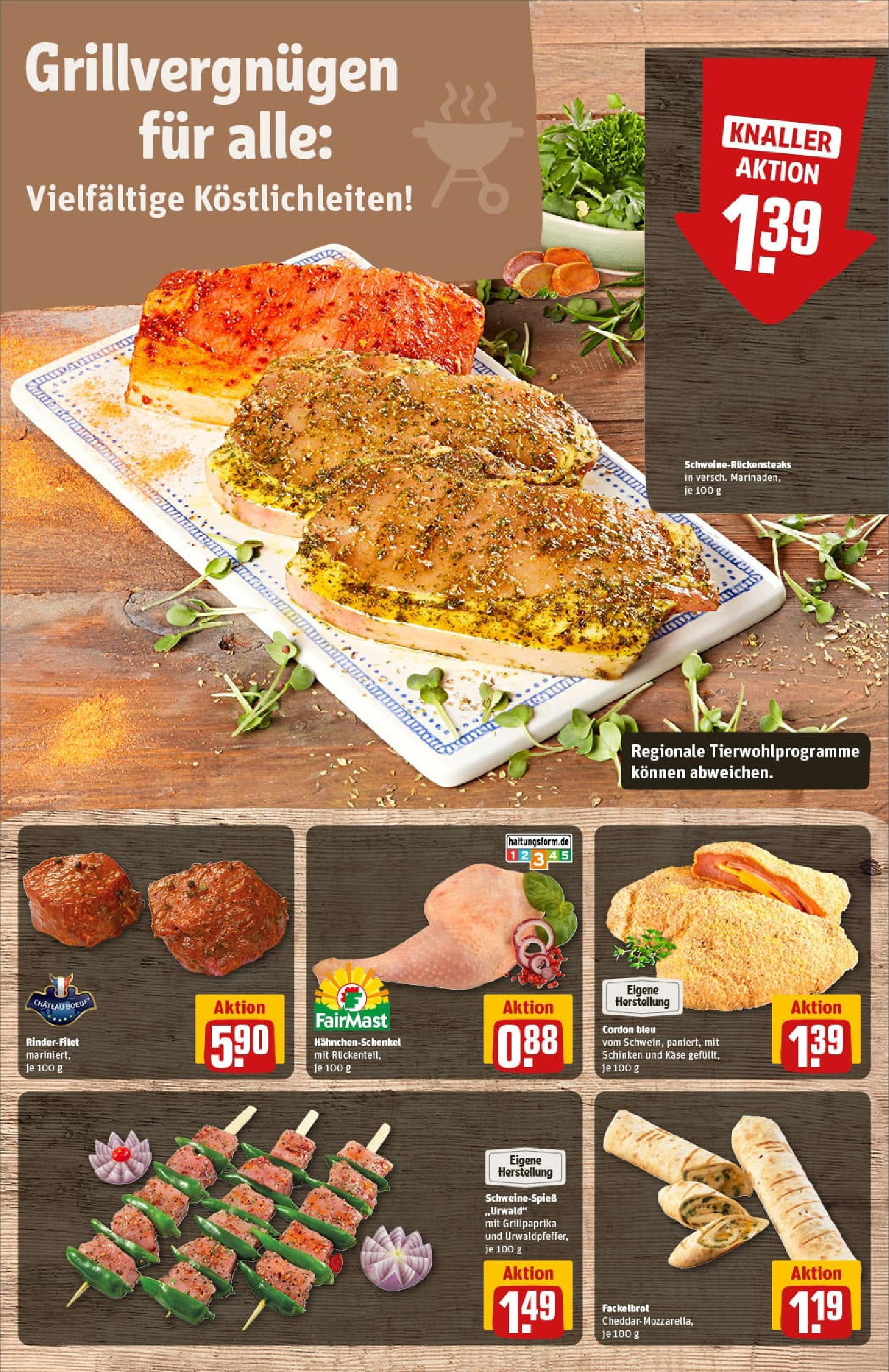REWE Prospekt ab 20.07.2025 zum Blättern » Angebote | Seite: 10 | Produkte: Hahnchenschenkel, Käse, Rinderfilet, Schinken