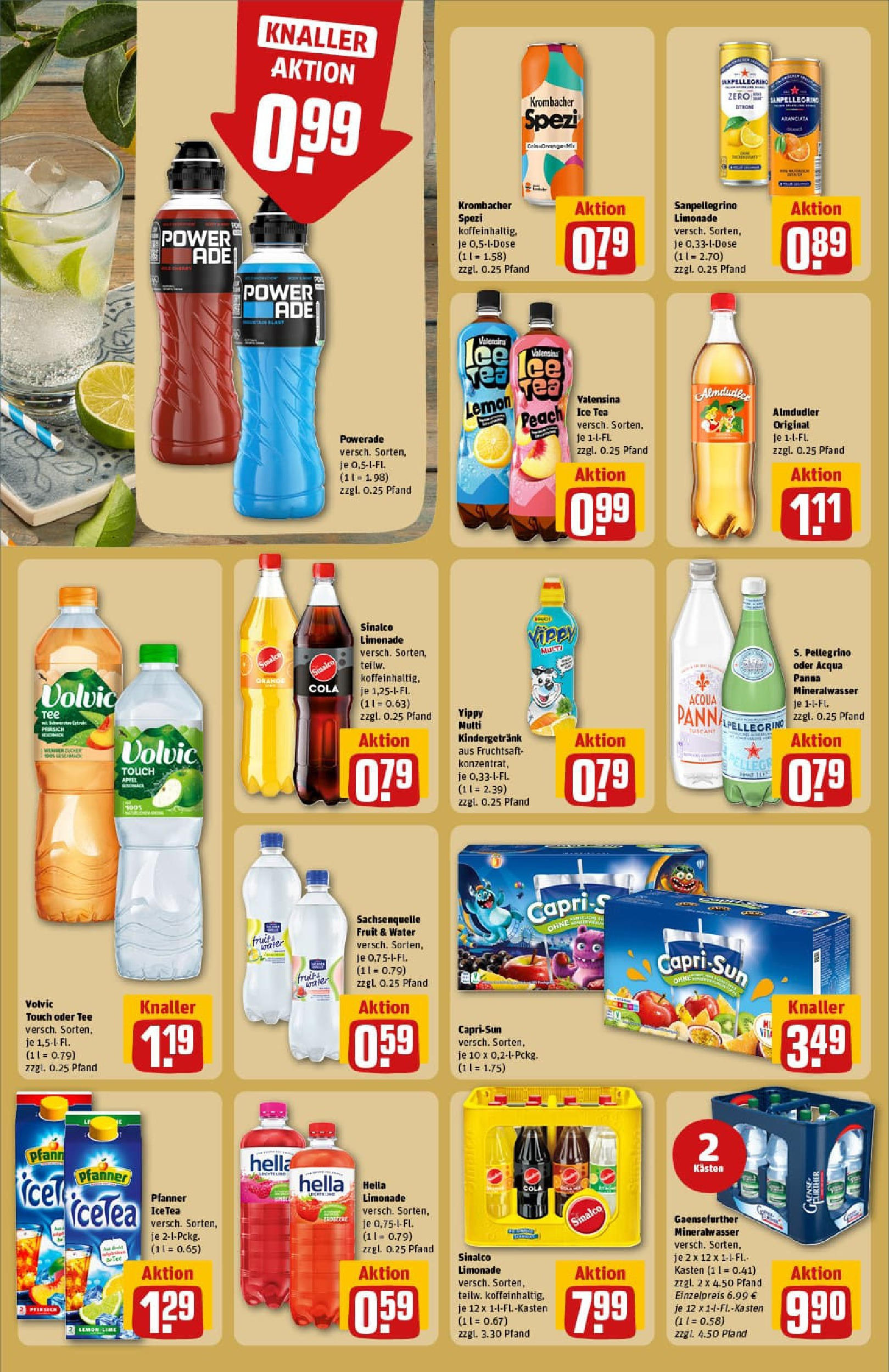 REWE Prospekt ab 20.07.2025 zum Blättern » Angebote | Seite: 22 | Produkte: Sinalco, Valensina, Powerade, Krombacher