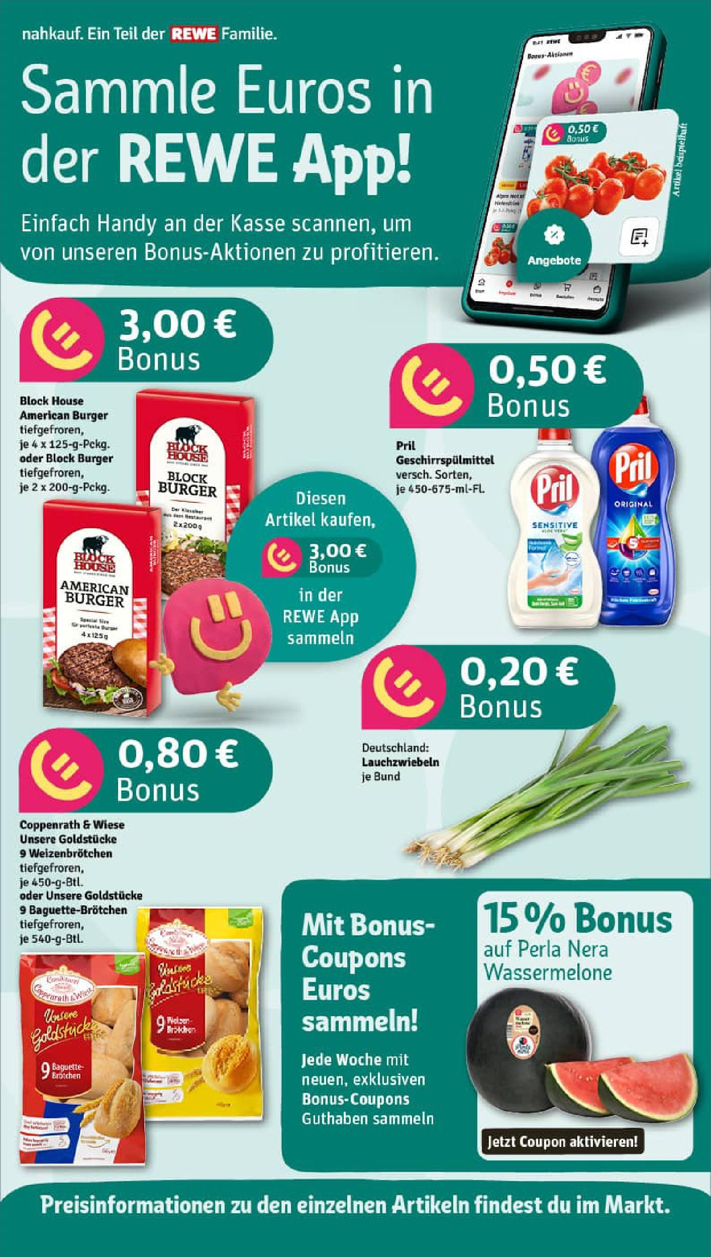 REWE Prospekt ab 20.07.2025 zum Blättern » Angebote | Seite: 2 | Produkte: Burger, Geschirrspülmittel, Wassermelone, Pril